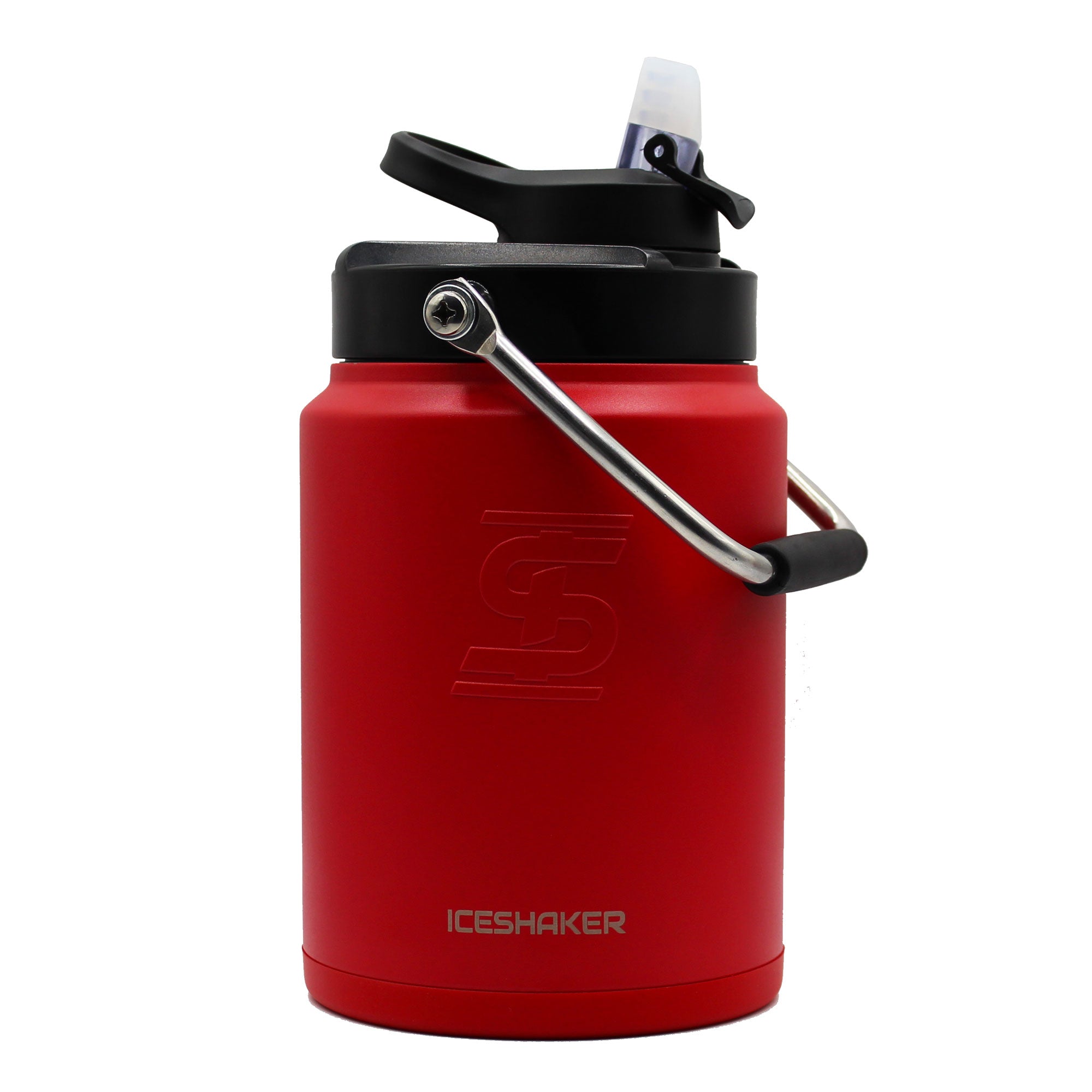 Half Gallon Jug with Non-Slip Silicone Base - Red Large Water Bottle for Kitchen, Office & Outdoor Activities | BPA-Free Leakproof Container