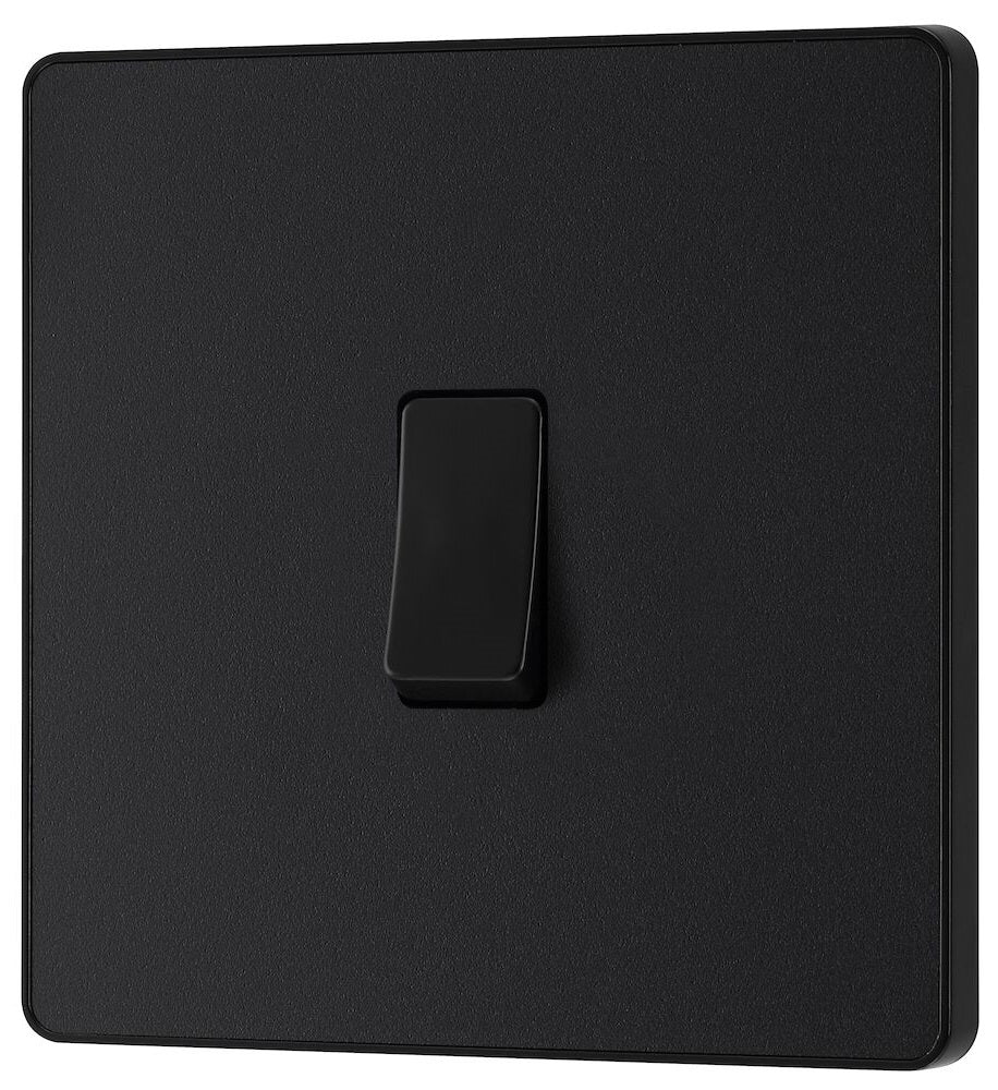 BG Evolve Matt Black Intermediate Light Switch PCDMB13B - Modern Electrical Switch for Home & Office Lighting Control | Easy Installation & Durable Design