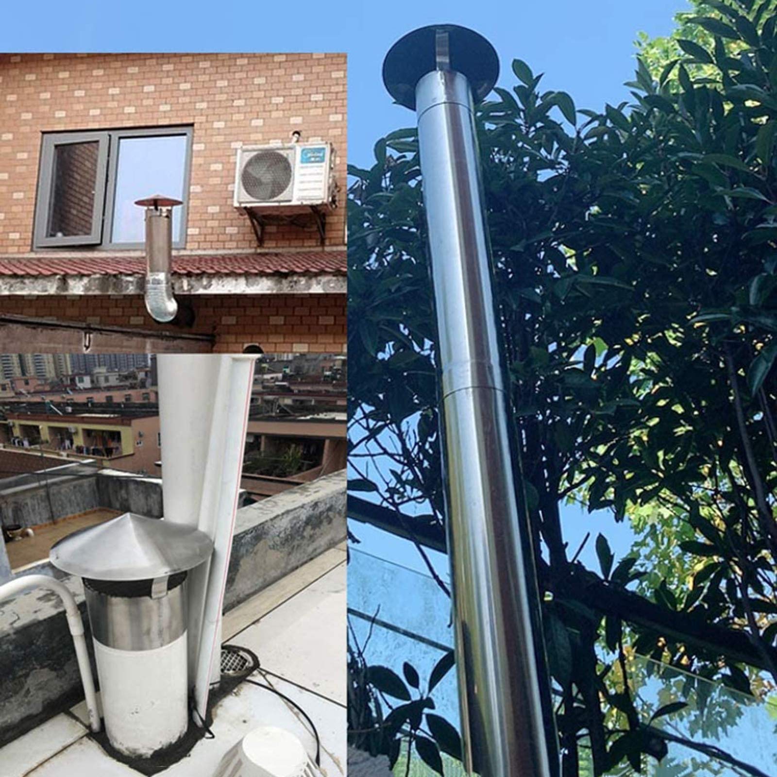 Stainless Steel Chimney Flue Cowl - 219mm Rain & Snow Cover Protector Cap for Pipe Fitting - Durable Weatherproof Roof Vent Pipe Cover for Home, RV & Outdoor Use