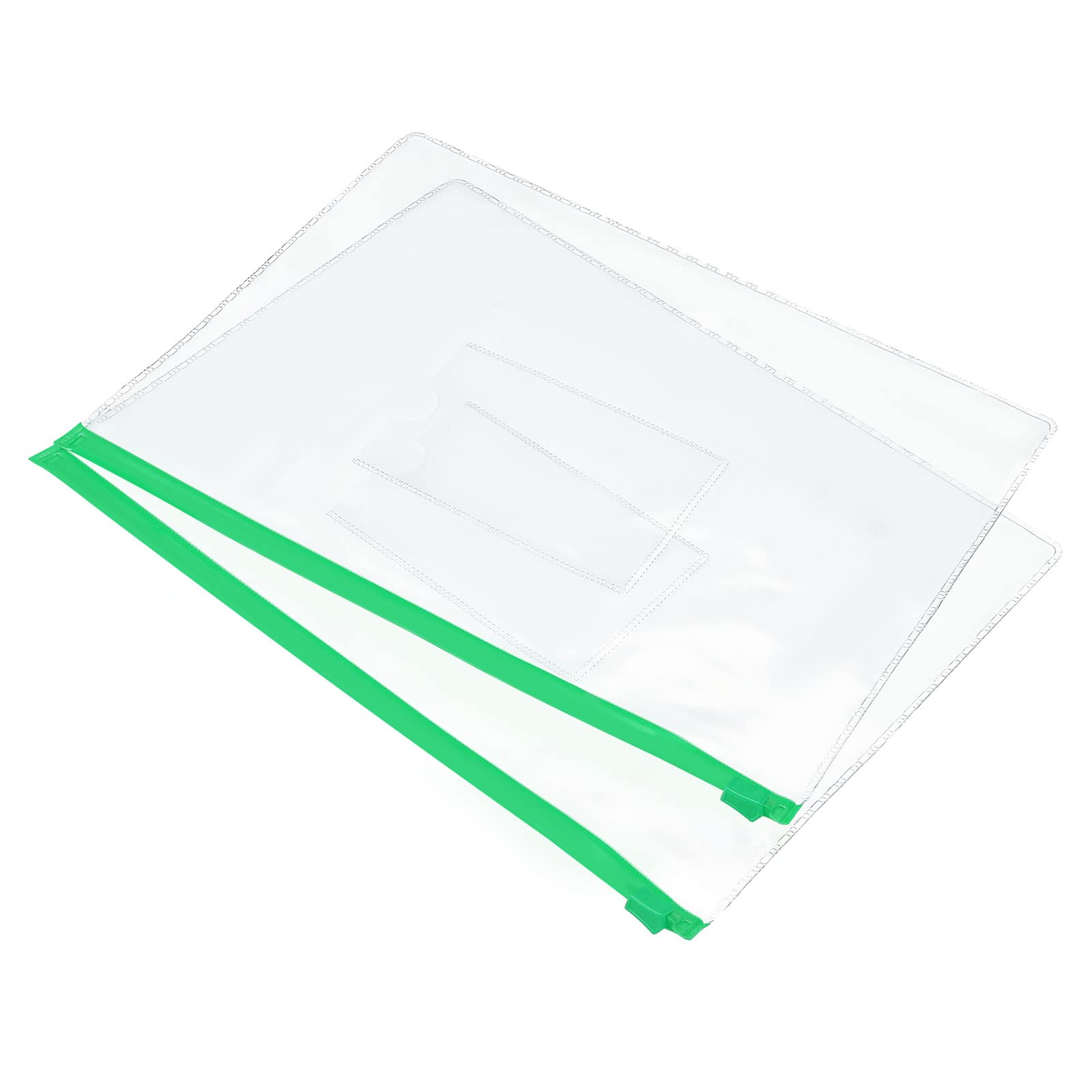 MECCANIXITY A5 PVC Clear Zip Envelope File Bags - Waterproof Document Organizer for Office, Home & School - Pack of 10 Green Document Pockets - Perfect for Bills, Receipts & Important Papers Storage