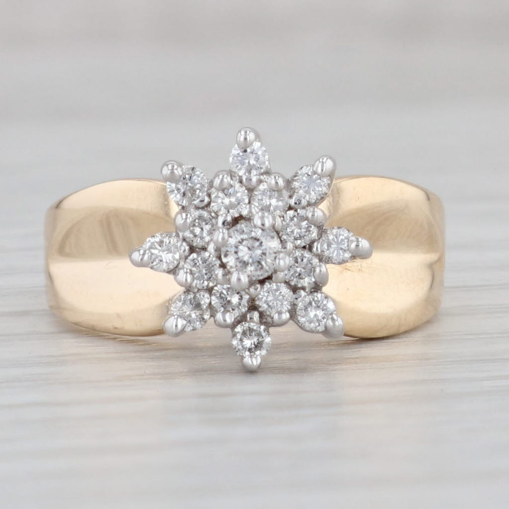 0.47ctw Diamond Flower Cluster Engagement Ring 14k Yellow Gold Size 6.25 - Perfect for Proposals, Anniversaries & Romantic Occasions