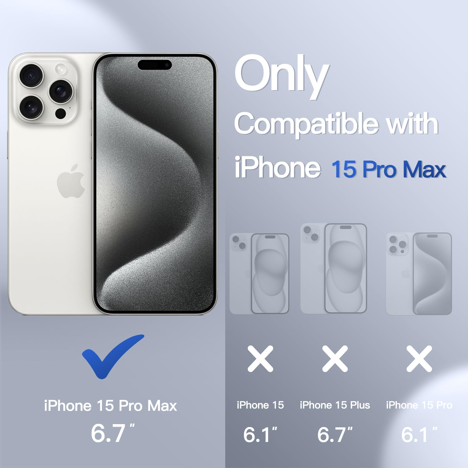 JETech Matte Shockproof Case for iPhone 15 Pro Max 6.7-Inch - Military Grade Drop Protection, Frosted Translucent Anti-Fingerprint Phone Cover (Bright Blue) - Perfect for Outdoor Activities, Travel & Daily Protection