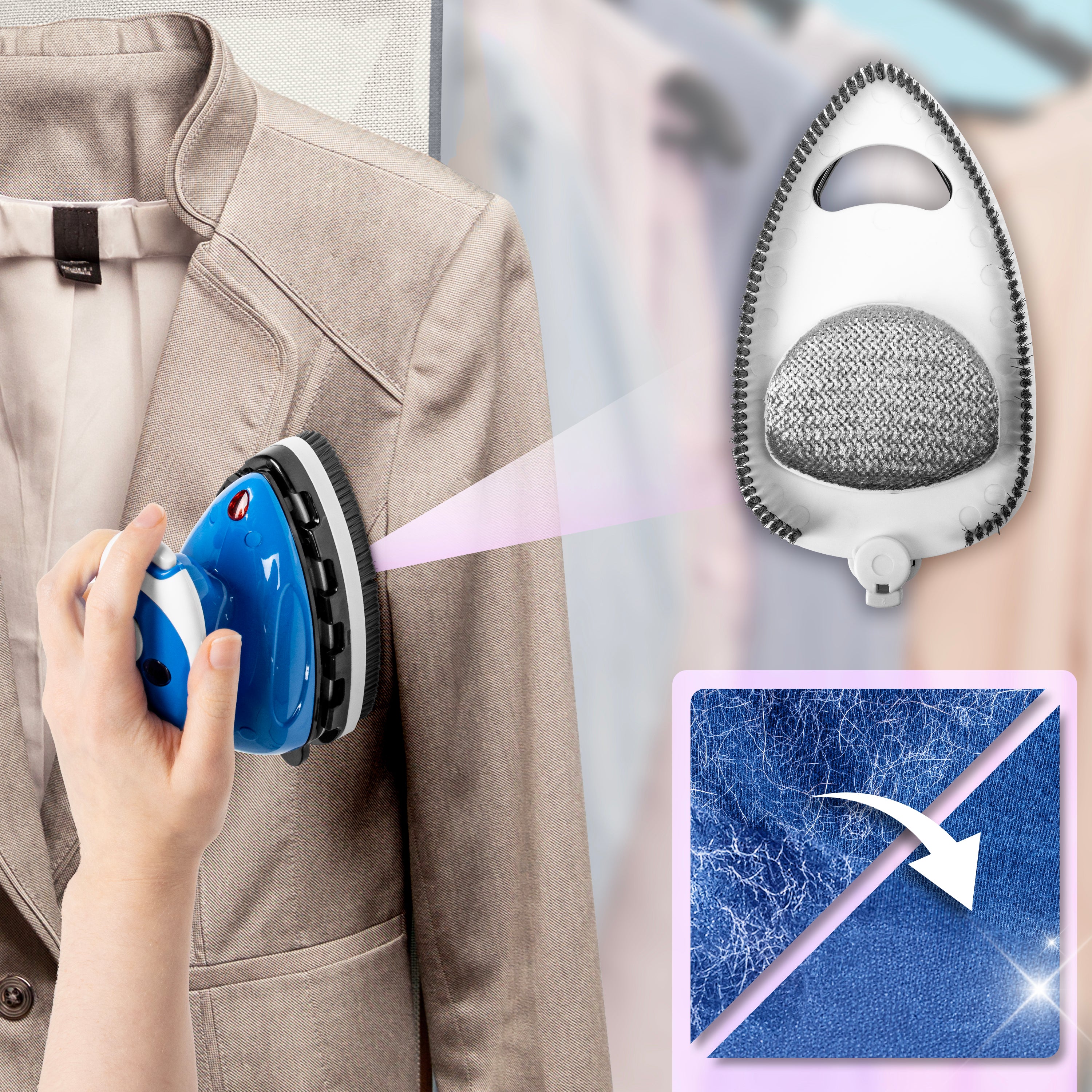Duronic Si2 BE Mini Travel Iron - 375W Compact Steamer with 50ml Water Tank, Adjustable Heat Settings & Brush - Perfect for Quilting, Patchwork, Applique & Crafts - Ideal for Travel, Holidays & Home Use - Blue