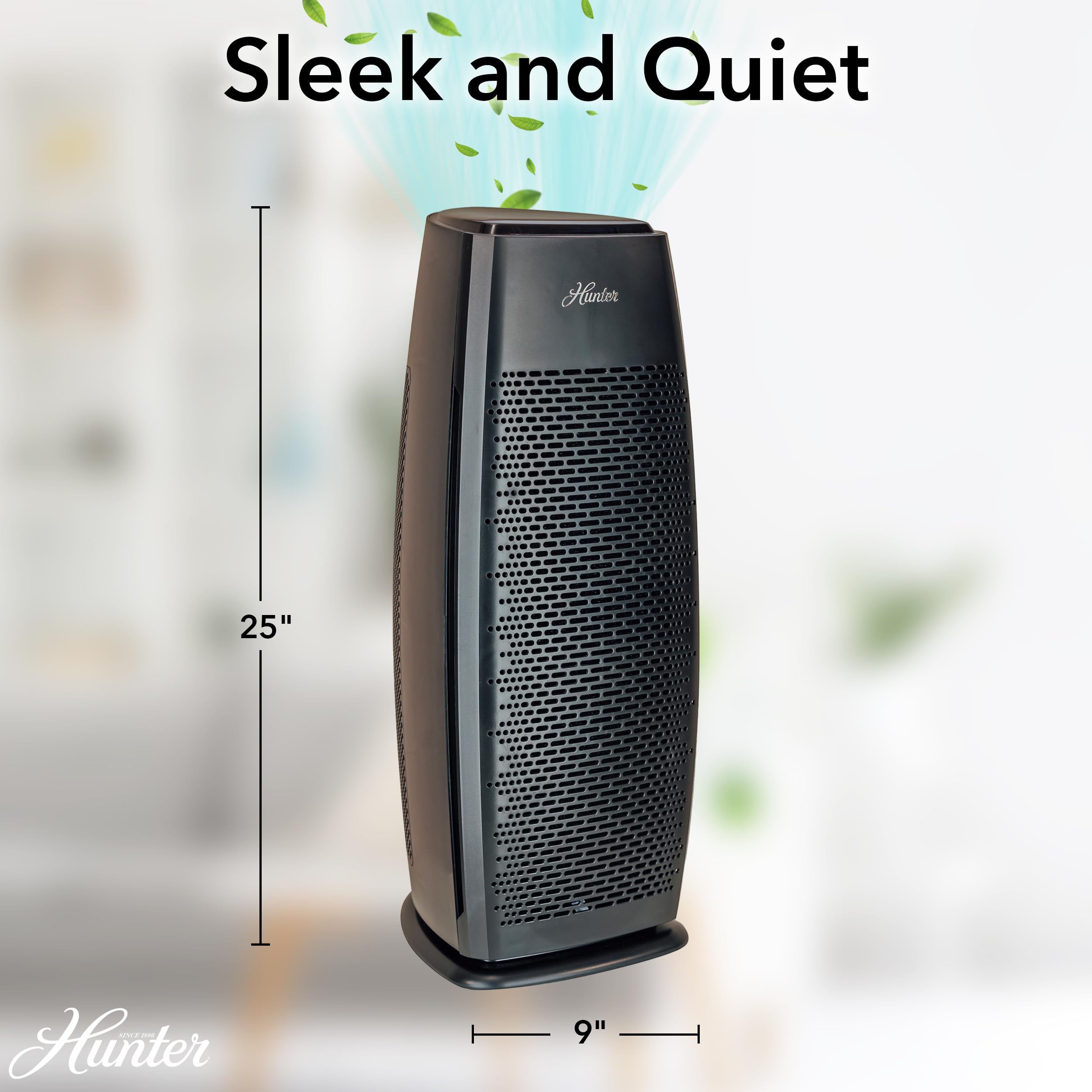 Hunter True HEPA Air Purifier for Large Rooms & Bedrooms - 969 Sq Ft Coverage - Removes Pet Dander, Odors, Allergens, Smoke, Dust & VOCs - 3 Fan Speeds & Sleep Timer - White Tower Air Cleaner - Perfect for Allergy Relief, Pet Owners & Smoke Removal in Home & Office Spaces