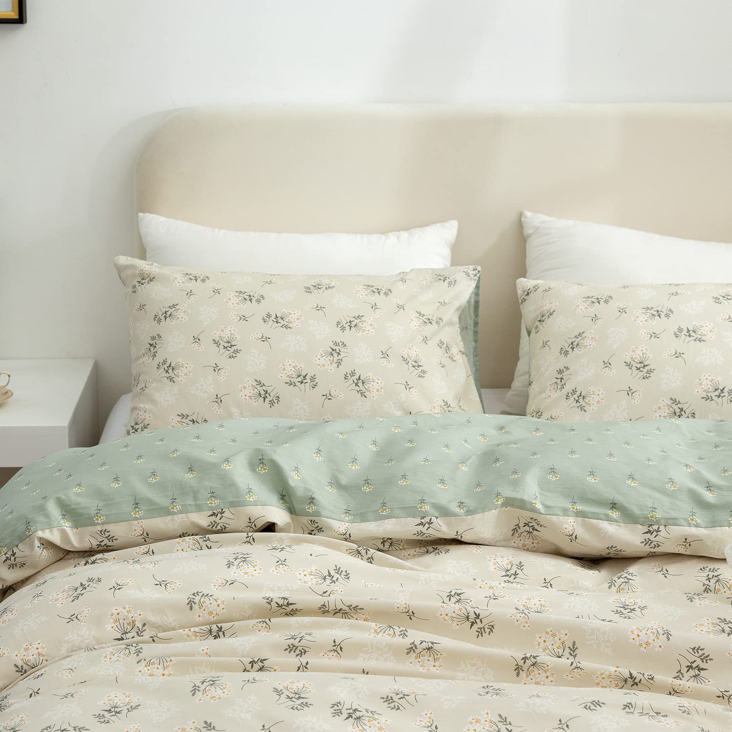 Floral Duvet Cover Queen Size - 100% Cotton 3-Piece Bedding Set for Girls, Reversible Chic Garden Print with Zipper Closure | Perfect for Teen Bedrooms, Guest Rooms & Boho Chic Home Decor