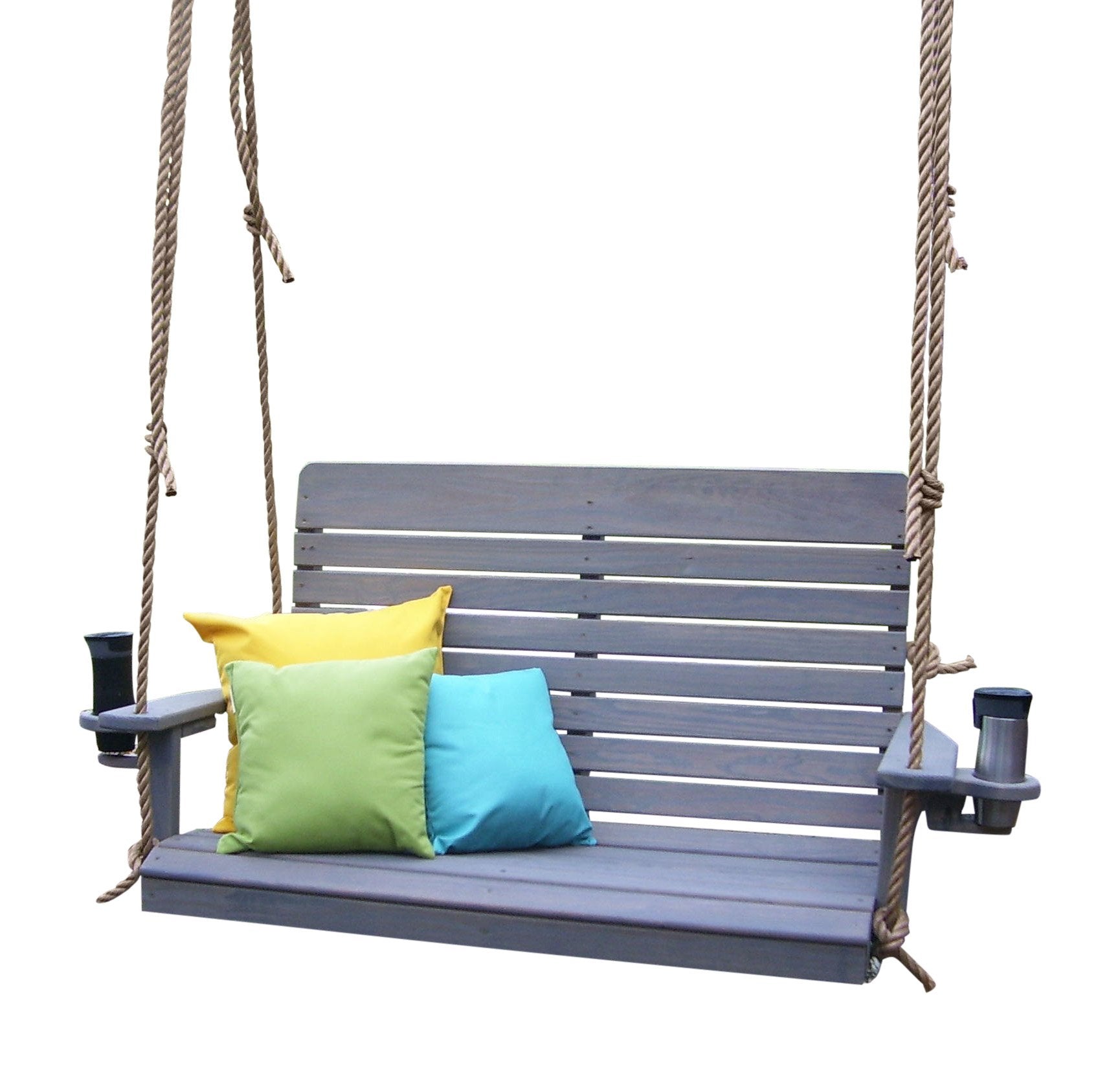 A & L Furniture Pressure Treated Pine Highback Porch Swing - Outdoor Patio Garden Bench for Relaxing in Backyard, Deck or Porch