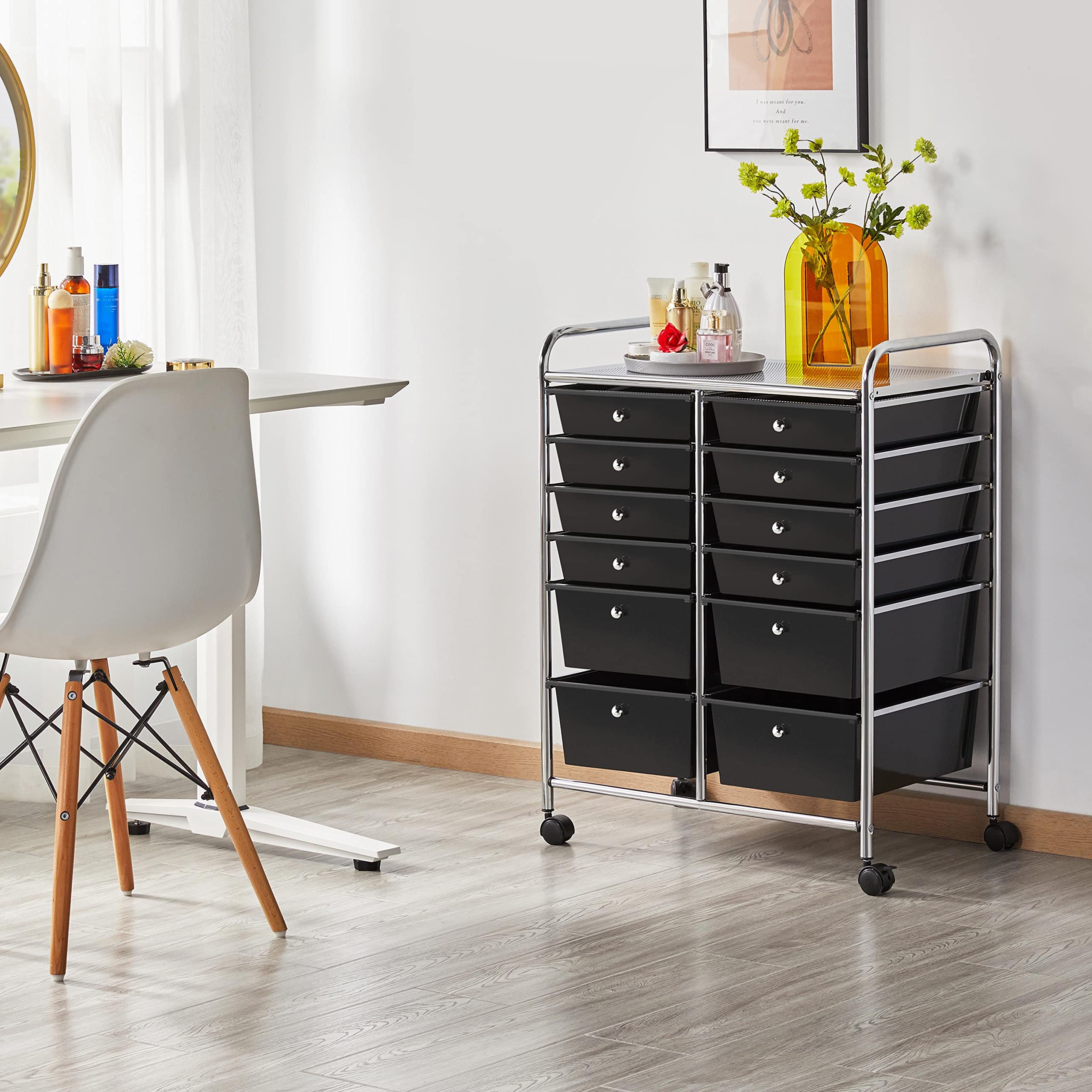 Yaheetech 12-Drawer Rolling Cart - Mobile Storage Organizer for Home & Office