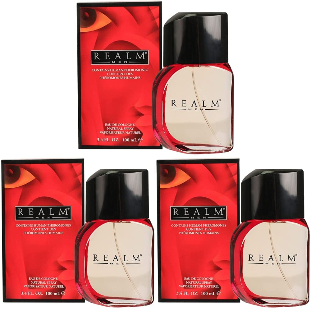 Erox Realm Cologne for Men - 3.4 Oz Eau de Toilette Spray (3-Pack) | Long-Lasting Fragrance for Date Night, Office & Special Occasions
