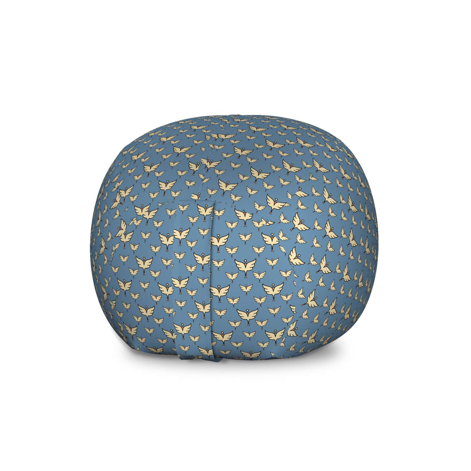 Ambesonne Large Washable Stuffed Animal Storage Bag Chair - Abstract Wings Infinity Emblem Design, Slate Blue Beige & Rust - Perfect for Kids' Room Organization & Playroom Decor