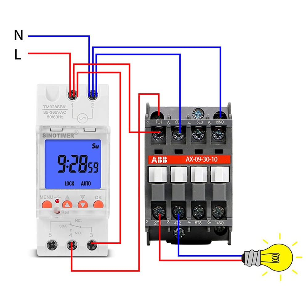 TM928SAKL Rail Timer with Backlight - Large Screen Display, 85-265V 16A, 1 Second Min Interval, 7-Day Programmable DIN Rail Timer for Home Automation & Industrial Control