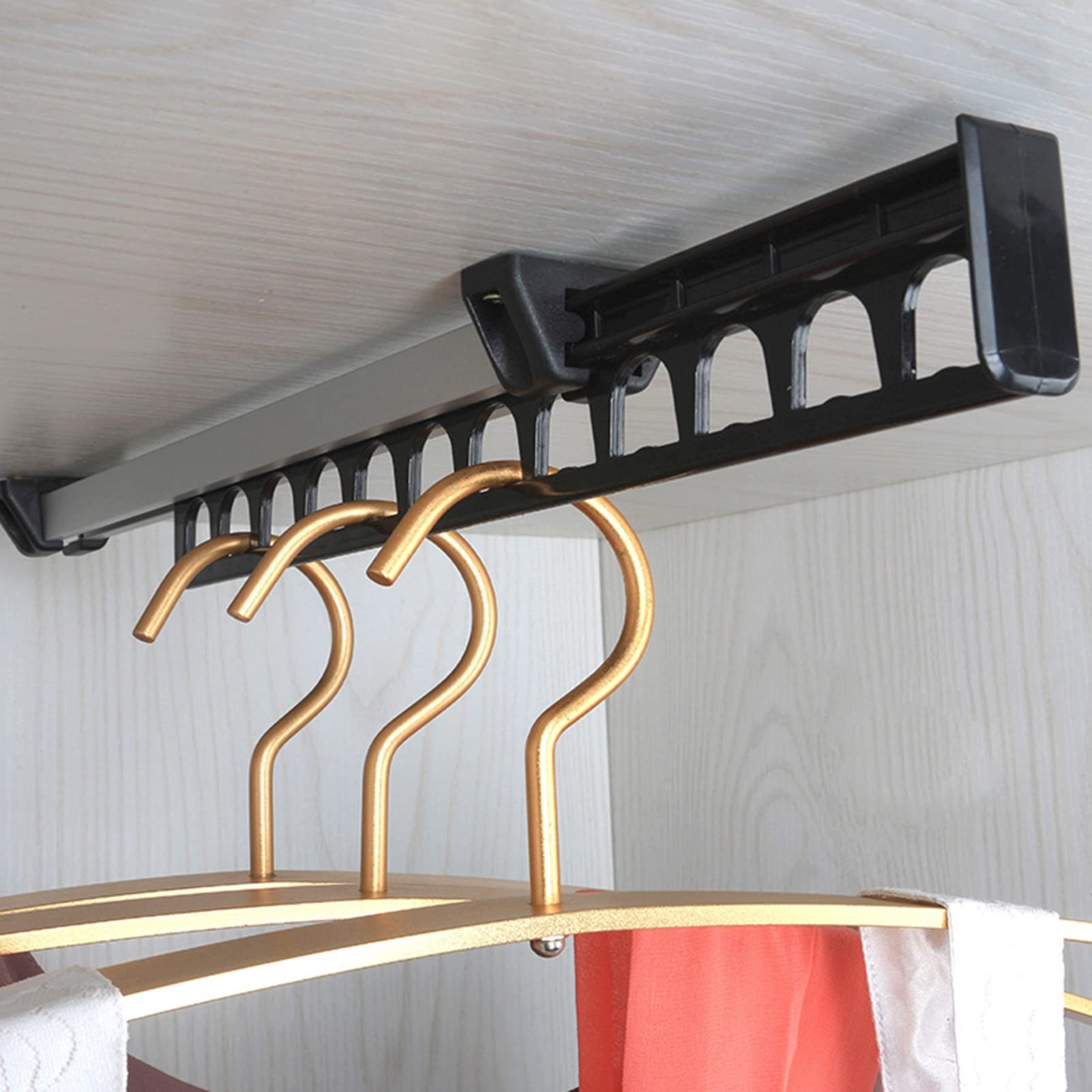 SOBS Retractable Wardrobe Hanger Rail - Adjustable Pull-Out Closet Rod for Clothes, Towels & Coats | Space-Saving Multi-Purpose Storage Solution for Pants, Jackets & Accessories | Perfect for Bedrooms, Closets & Small Spaces