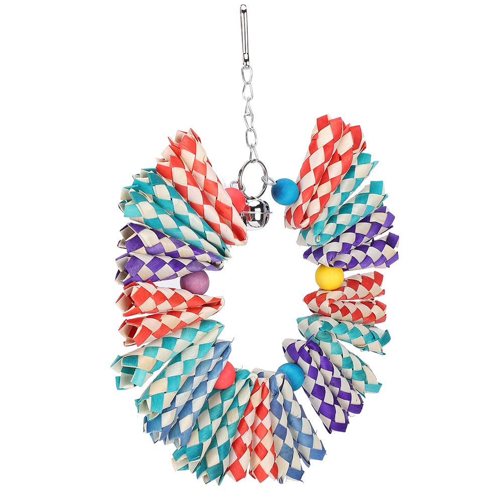 Colorful Hanging Hook Chewing Toys for Birds & Parrots - Durable, Easy to Install Pet Chew Toys with Lightweight Woven Material - Perfect for Bird Cages, Play Gyms & Enrichment Activities