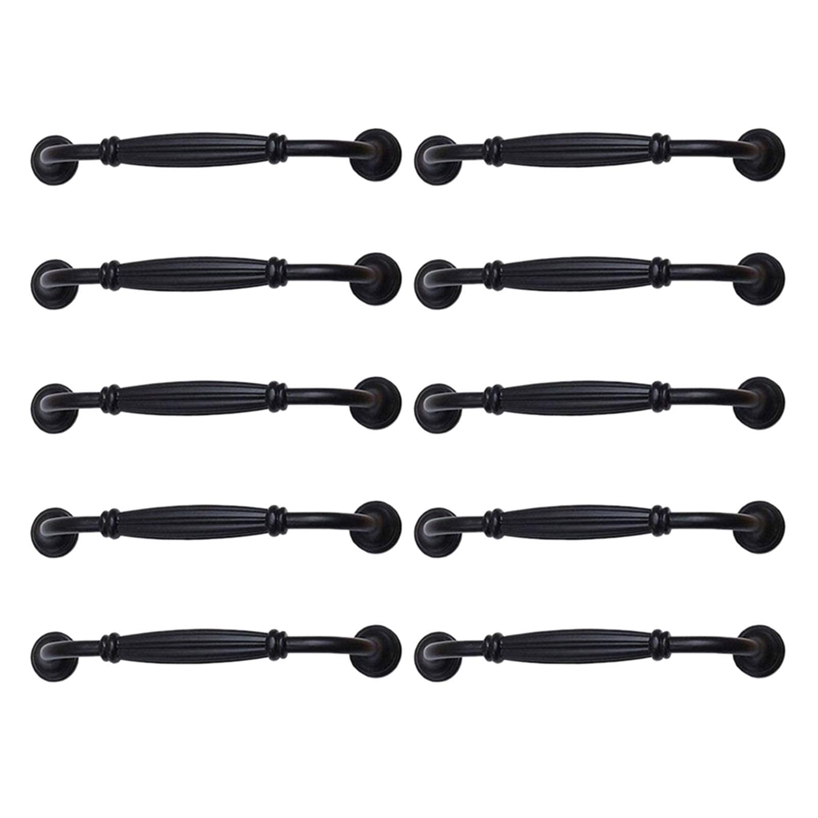 GAXQFEI 10-Pack Black Cabinet Door Handles (128mm Hole Spacing) - Modern Kitchen & Bedroom Drawer Pulls for Furniture, Wardrobes & Storage Cabinets - Durable Hardware for Home & Office Organization
