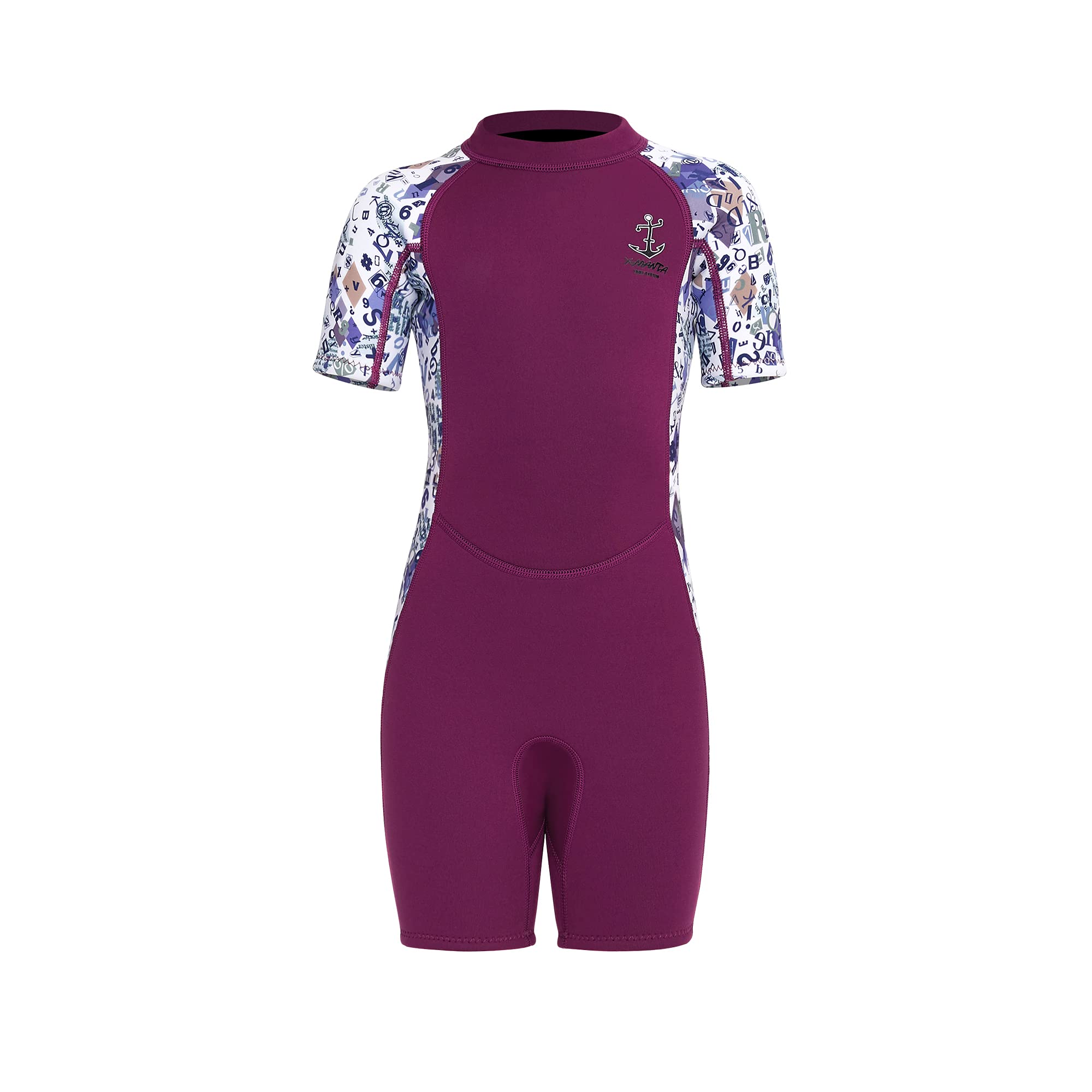 LLYCC Kids Wetsuit 2.5mm Neoprene Thermal Swimsuit for Girls - Youth One Piece Short Sleeve Swimsuit for Warmth & Comfort - Perfect for Outdoor Swimming, Surfing, Beach Play & Water Sports Activities