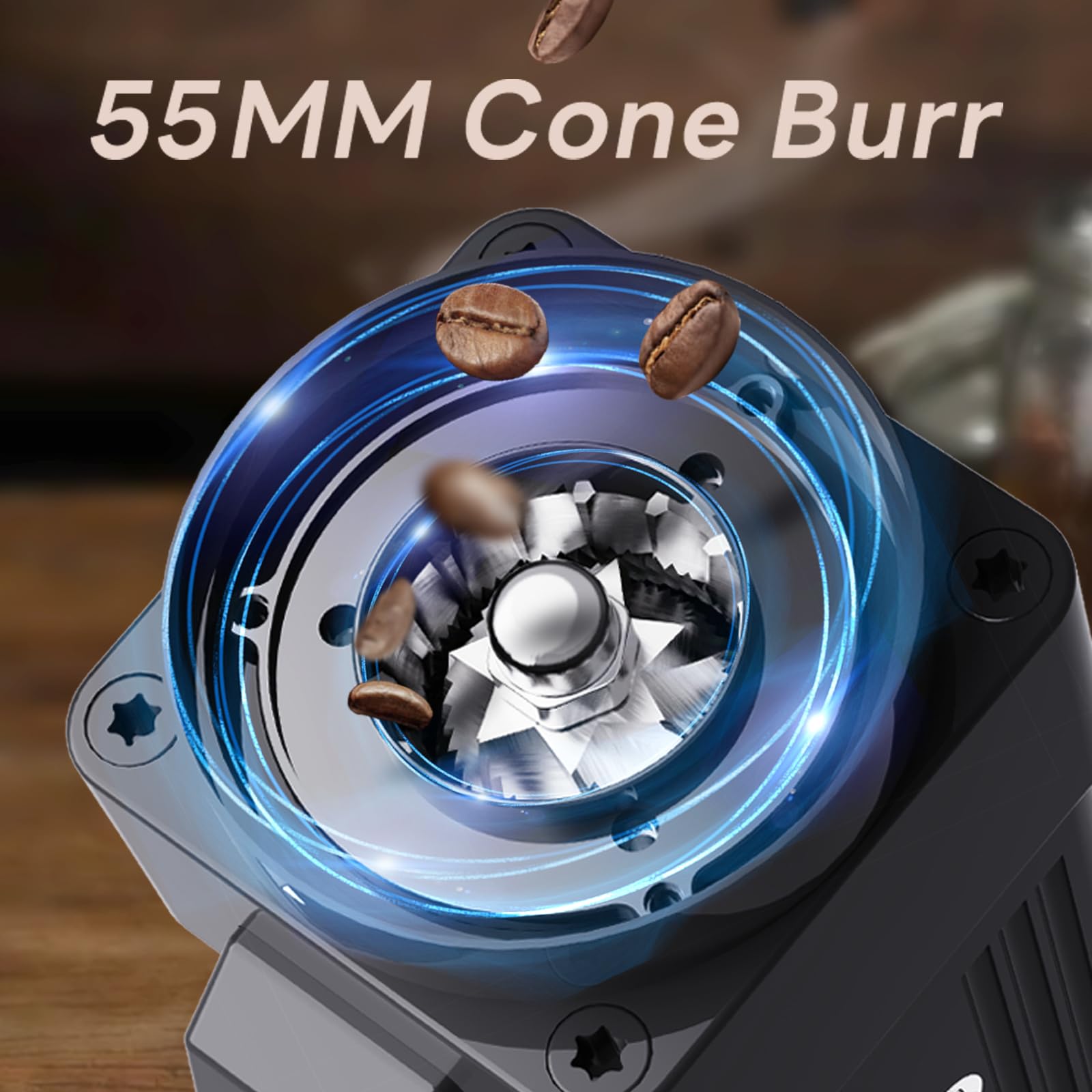 STARSEEKER E55 Electric Coffee Grinder - 55mm Conical Burr, 60 Grind Settings for Espresso, Drip Coffee, French Press & Cold Brew, Single Dose Design, Aluminum Housing (Silver) - Perfect for Home Baristas & Coffee Enthusiasts