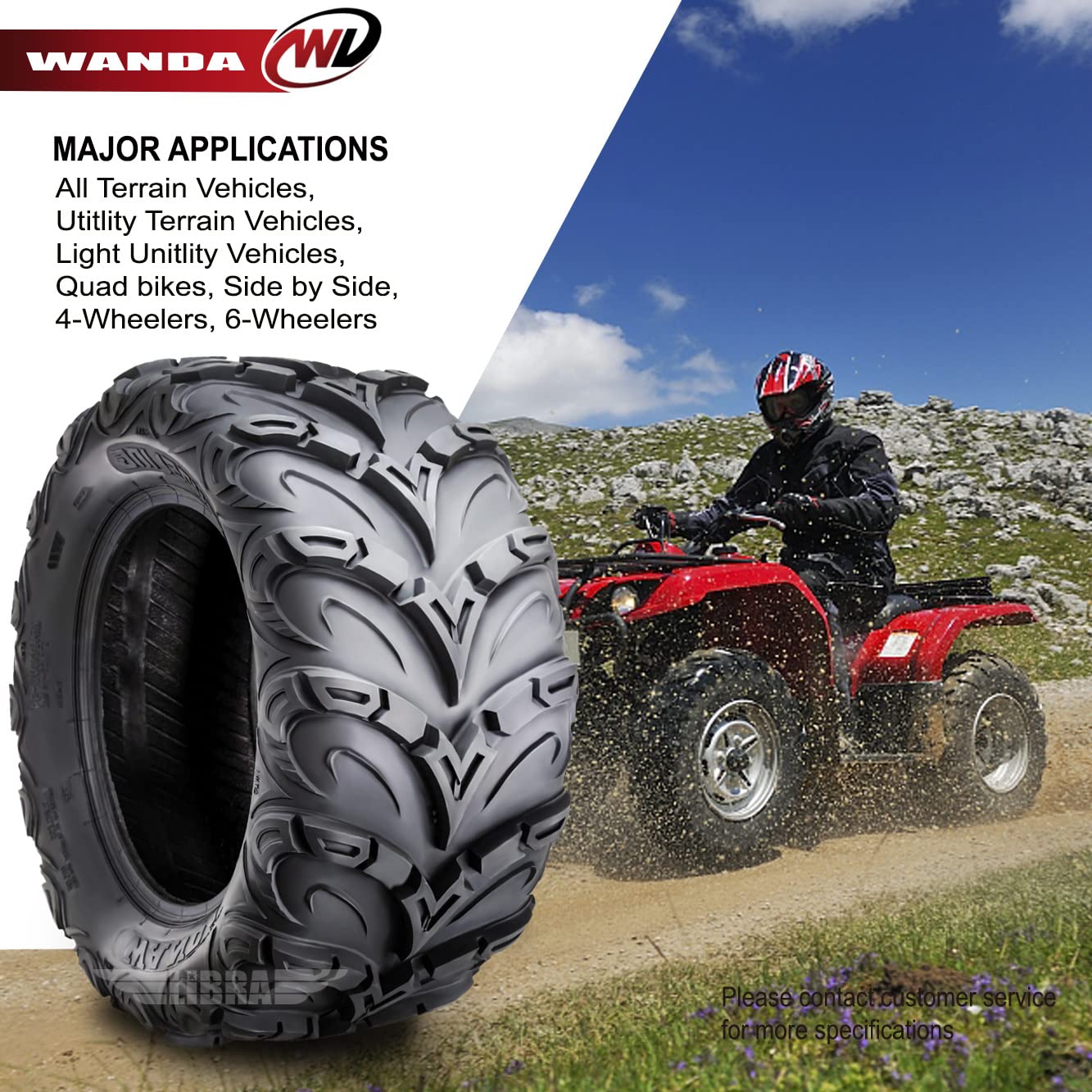 LIBRA One Premium ATV UTV Tires 26x11-14 6PR Mud Terrain Off-Road Tires - Heavy Duty All-Terrain Tires for Mud, Sand & Trail Riding - Perfect for ATV, UTV, Side by Side & Off-Road Vehicles