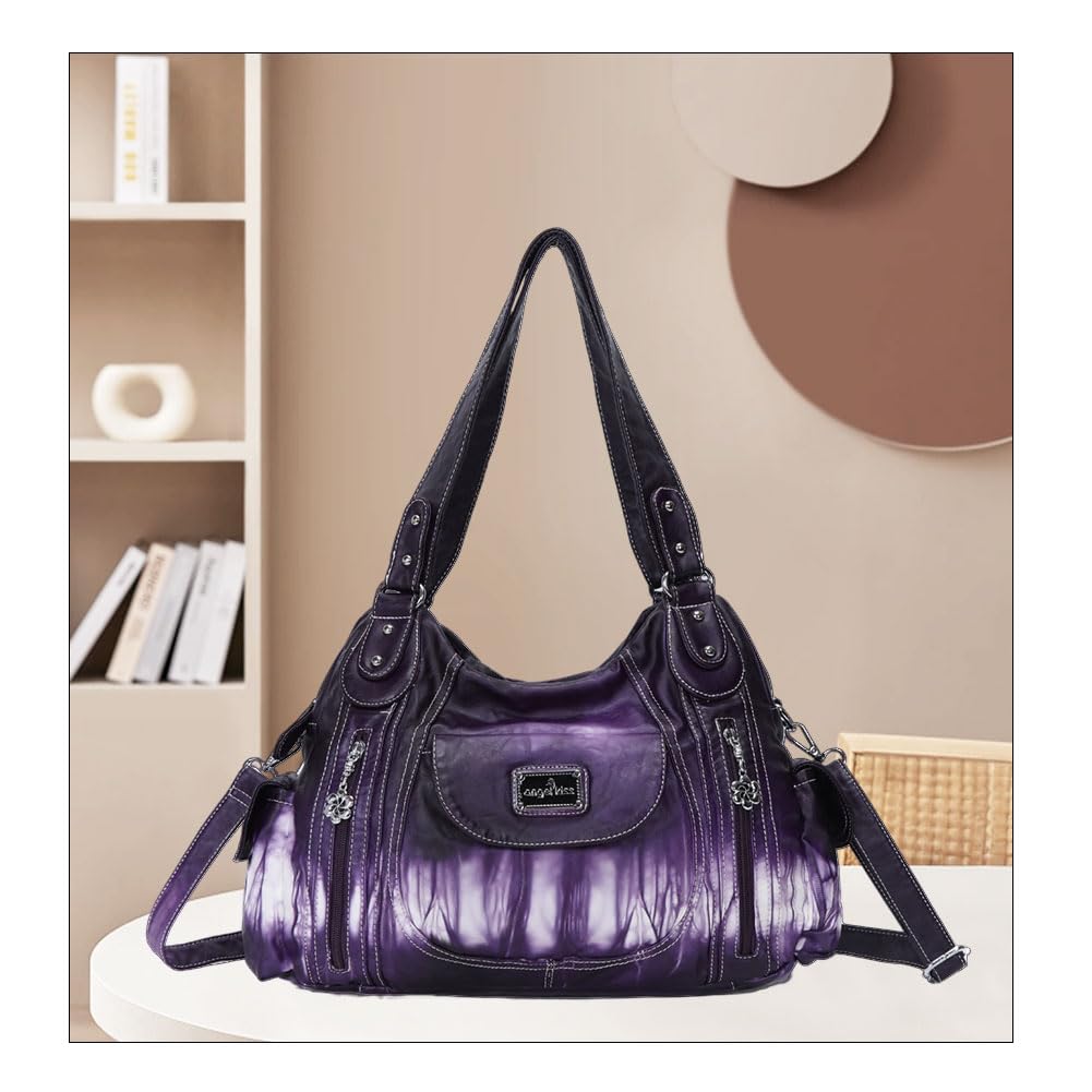 Angel Kiss Women's Large Shoulder Bag - Faux Leather Hobo Tote Purse with Multiple Pockets, Stylish Satchel for Work, Travel & Everyday Use