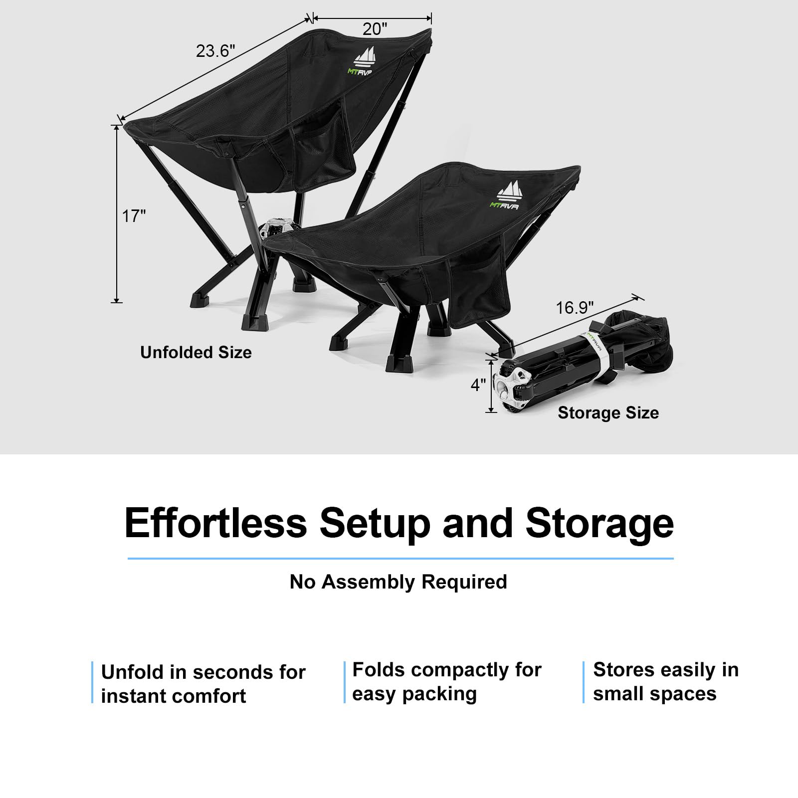 **Portable Folding Camping Chair - Lightweight One-Piece Die-Cast Aluminum Frame for Extra Durability, No Assembly Required, Compact & Fits in Backpack - Perfect for Beach, Hiking, Travel, Picnics, and Outdoor Adventures**