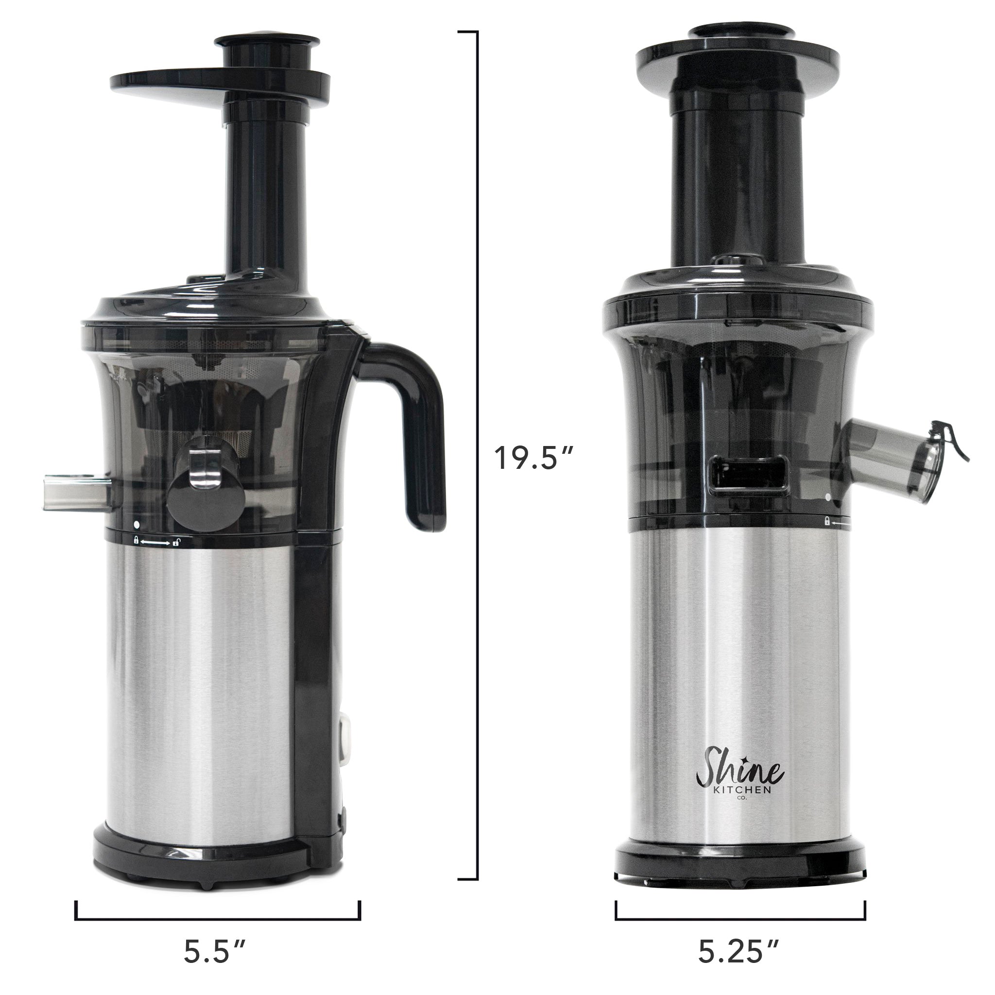 Shine Kitchen Co.® Cold Press Vertical Slow Juicer - Premium Stainless Steel Juicer Machine for Fruits & Vegetables - Perfect for Healthy Juicing at Home, Gym & Office