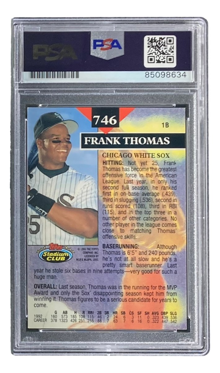 Frank Thomas Signed 1993 Topps #746 Chicago White Sox Baseball Card - PSA/DNA Certified - Perfect for Sports Memorabilia Collectors & White Sox Fans