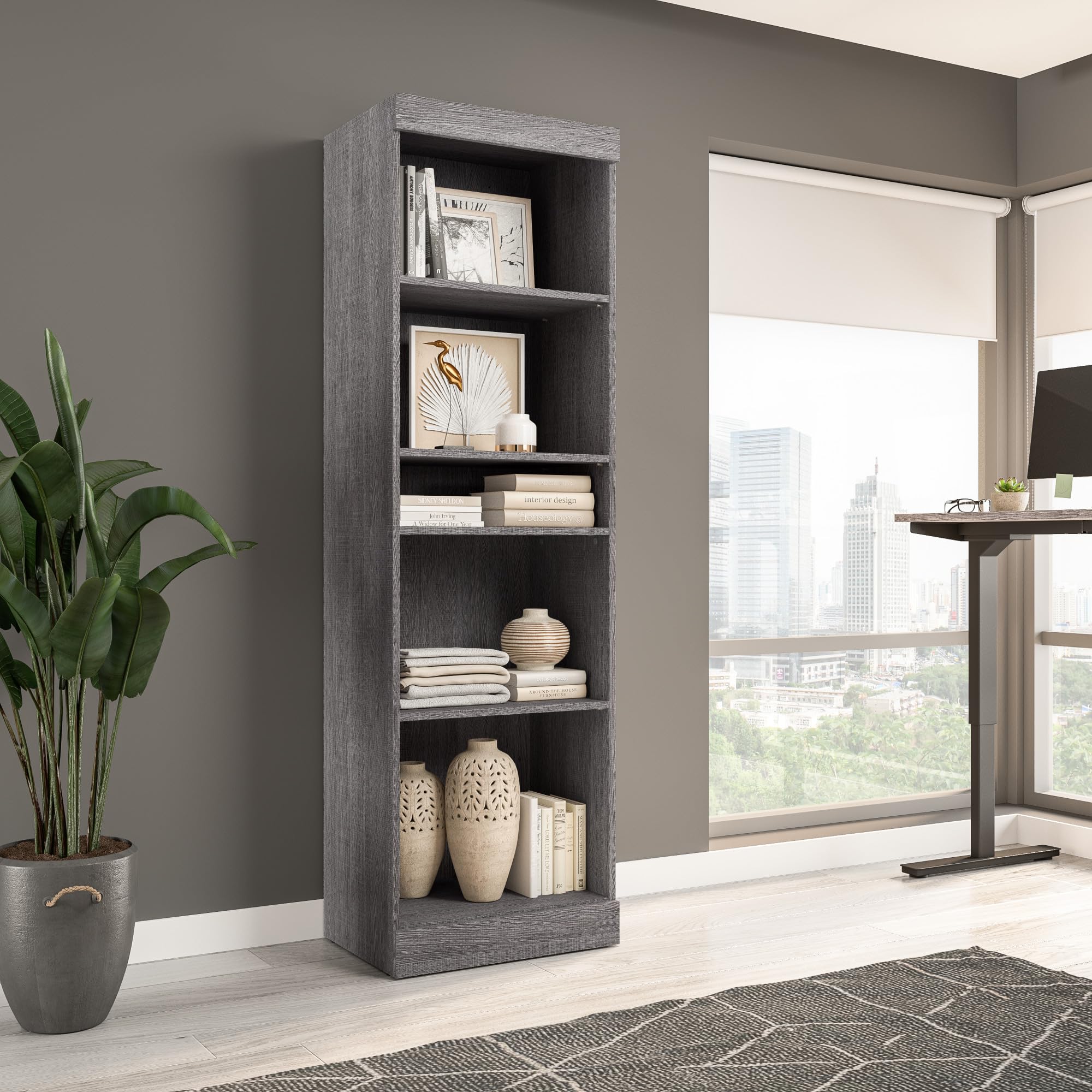 Bestar 25-inch Closet Organizer System - Modern Walk-in Closet Storage Solution for Bedroom, Entryway & Pur Collection in Bark Gray | Space-Saving Wardrobe Organization for Small Homes & Apartments