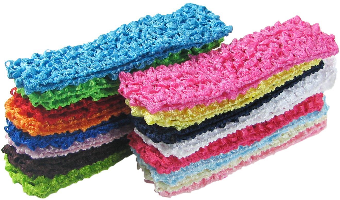 QandSweet Baby Girl's Stretch Headbands - Soft Crochet Stretchy Hair Bands for DIY Accessories with Flowers or Bows - Perfect for Newborns, Toddlers, and Kids' Daily Wear, Parties, and Photo Shoots