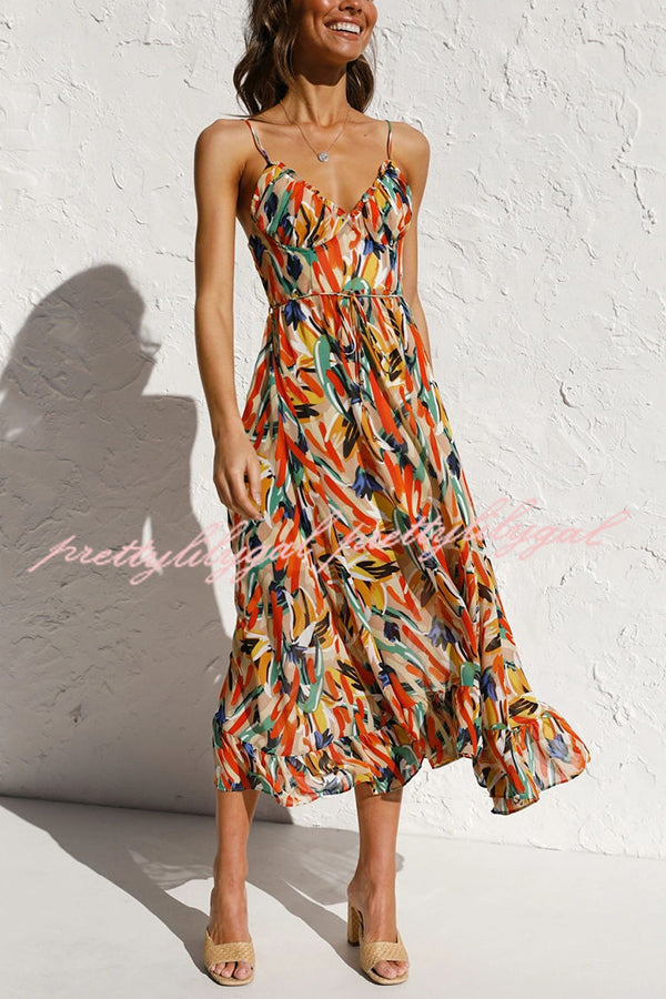 Stay Amazing Colorful Printed Midi Dress - Floral Summer Dress for Women, Beach Vacation Outfit, Party Wear | Perfect for Date Nights, Weddings & Outdoor Events