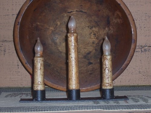 Distressed Black Iron Triple Taper Candle Holder - 8