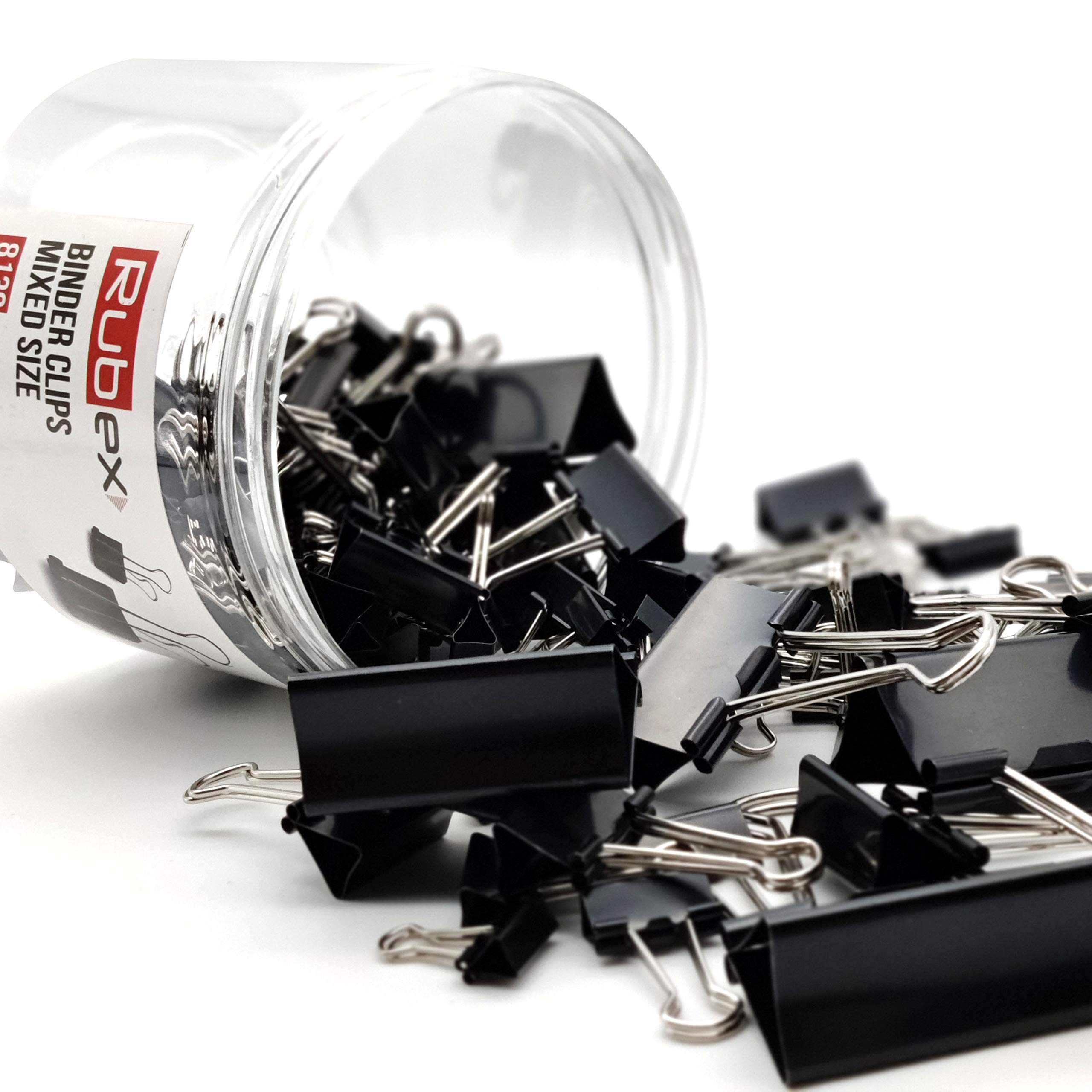 120 Pack Black RUBEX Binder Clips - Mixed Sizes Small, Medium, Large - Heavy Duty Metal Paper Clips for Office, School, Home - Organize Documents, Notebooks, Files & Envelopes
