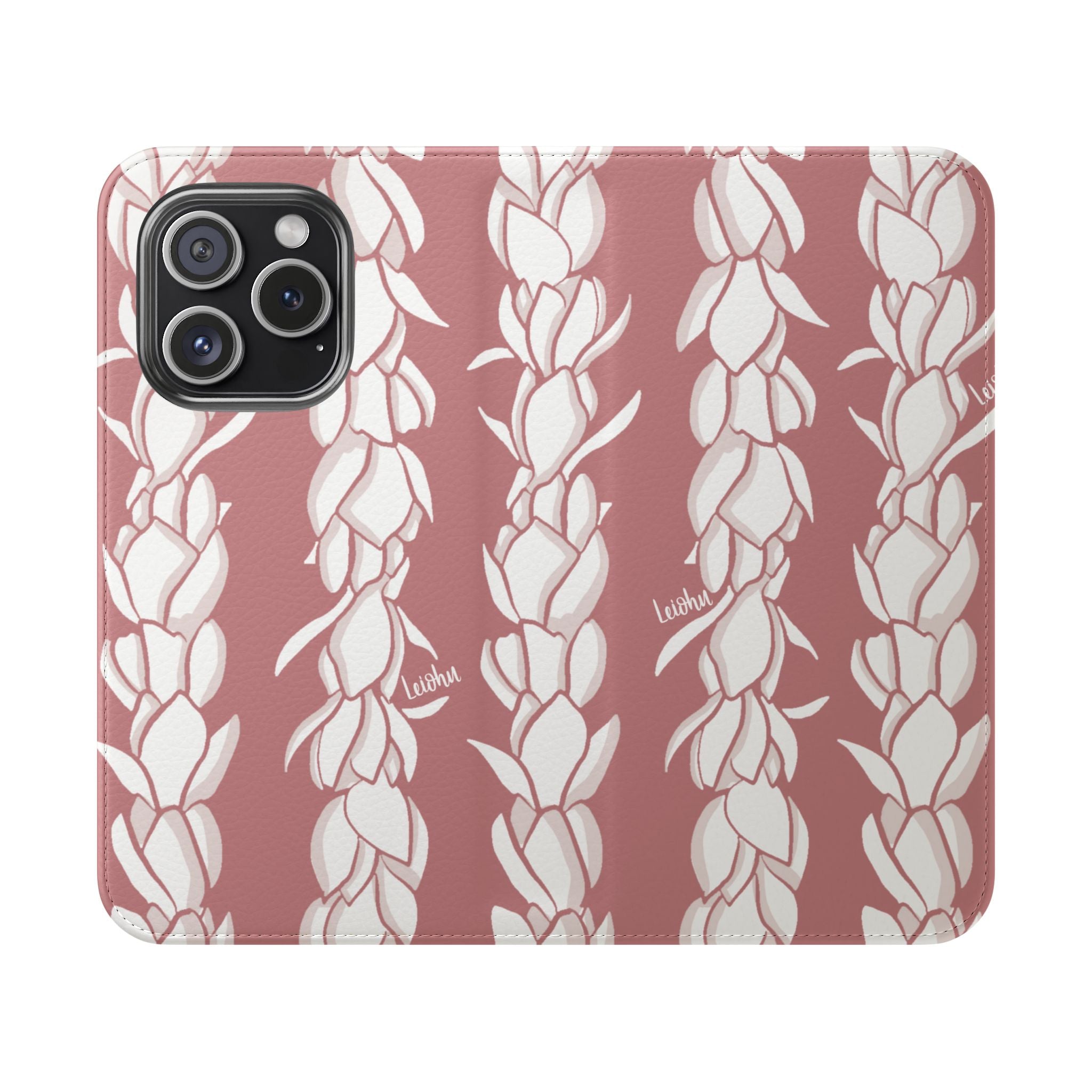 Pikake Lei Folio Case - Premium Hawaiian Flower Design Phone Cover for iPhone & Samsung | Perfect for Travel, Luau Parties & Hawaiian Themed Events