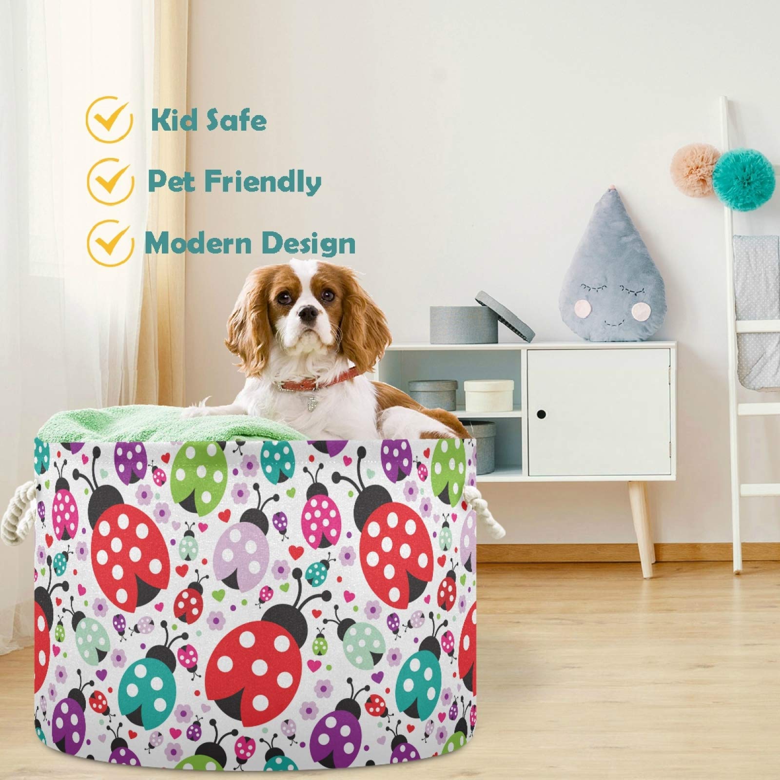 Cute Ladybug Polka Dot Laundry Basket - Collapsible Fabric Storage Bin for Clothes, Toys & Organizing - Perfect for Bathroom, Bedroom, Nursery, Closet & Office - Space-Saving Home Organization Solution