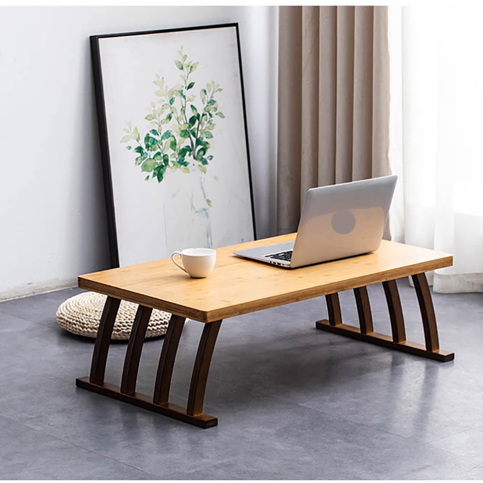 Japanese Style Low Bamboo Coffee Table - ZSH Tami Table for Living Room, Balcony, Small Dining, Floor or Study Desk - 70x45x30cm (H30cm) - Perfect for Zen Decor, Tea Ceremonies & Small Space Living