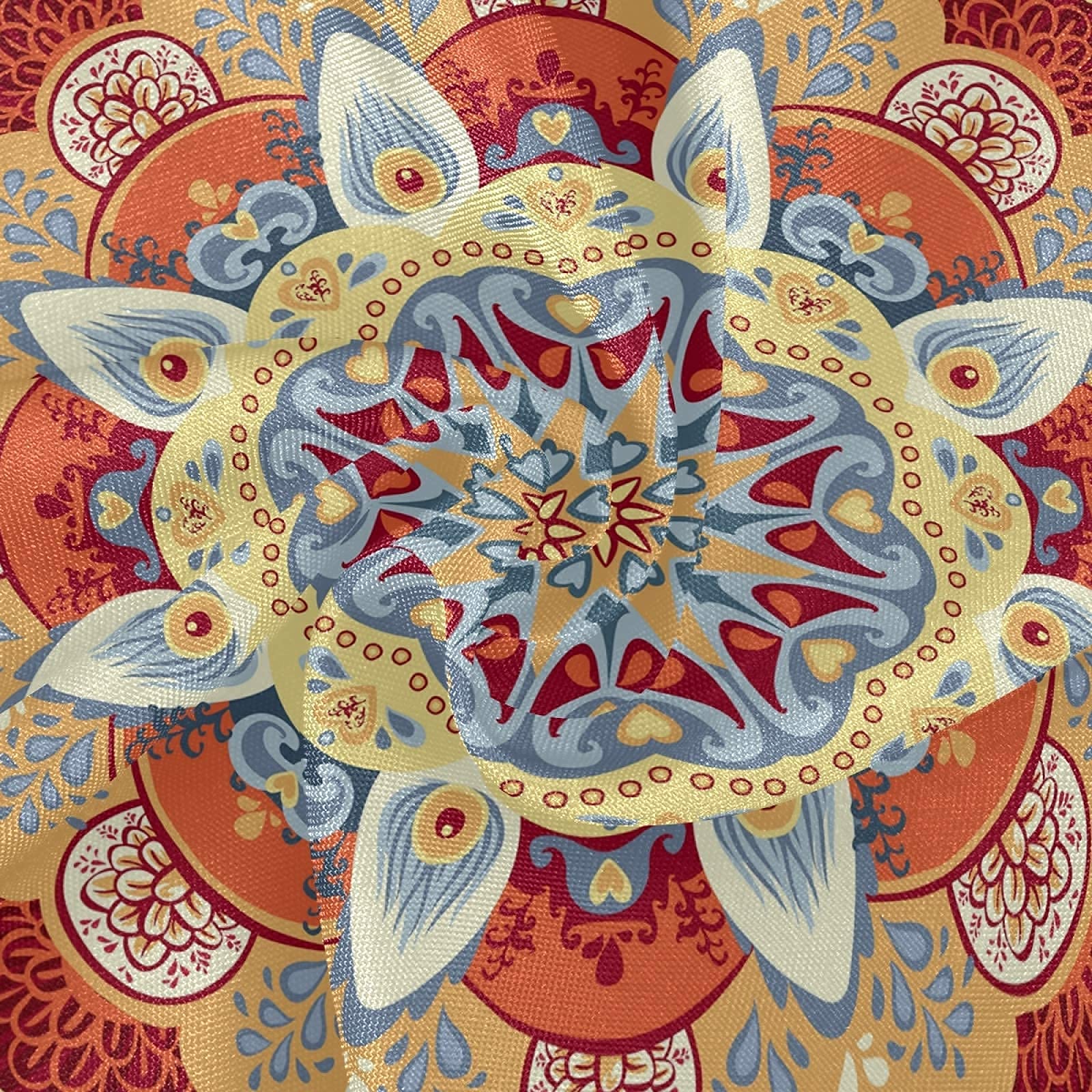 ALAZA Blue Boho Mandala Round Tablecloth 60 Inch - Waterproof Oilcloth Picnic Table Cover with Floral Lace Trim for Dining, Kitchen, Outdoor, Party & Wedding Decor