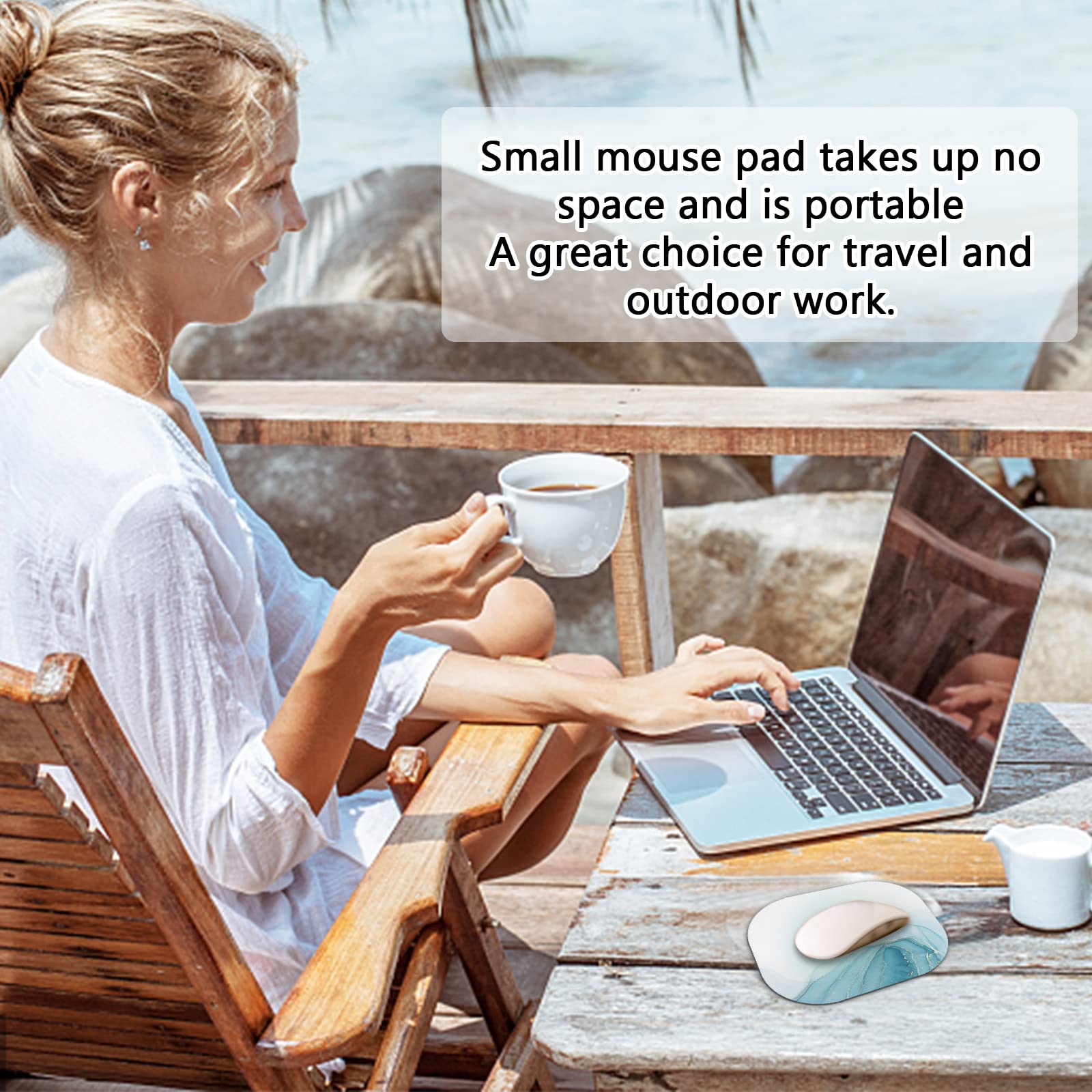 Premium Marble Mouse Pad 6x7 Inches - Non-Slip Mini Desk Mousepad for Laptop, PC & Home Office - Portable Gaming & Work Accessory (Perfect for Office, Gaming Setup & Travel)