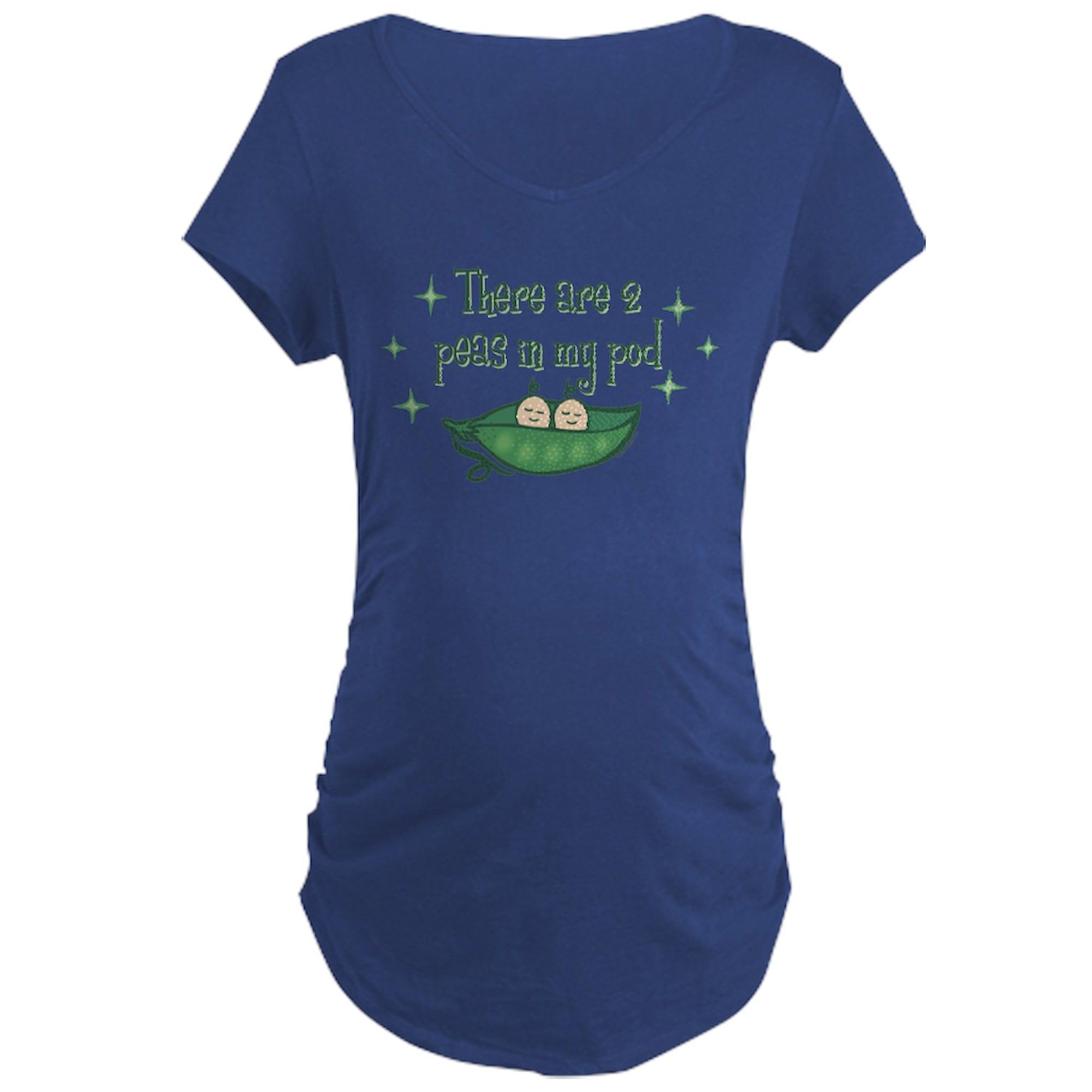 Pea in My Pod Twins Maternity T-Shirt - Dark Ruched Side Women's Pregnancy Tee for Expecting Moms | Perfect for Baby Showers, Maternity Photos & Pregnancy Announcements