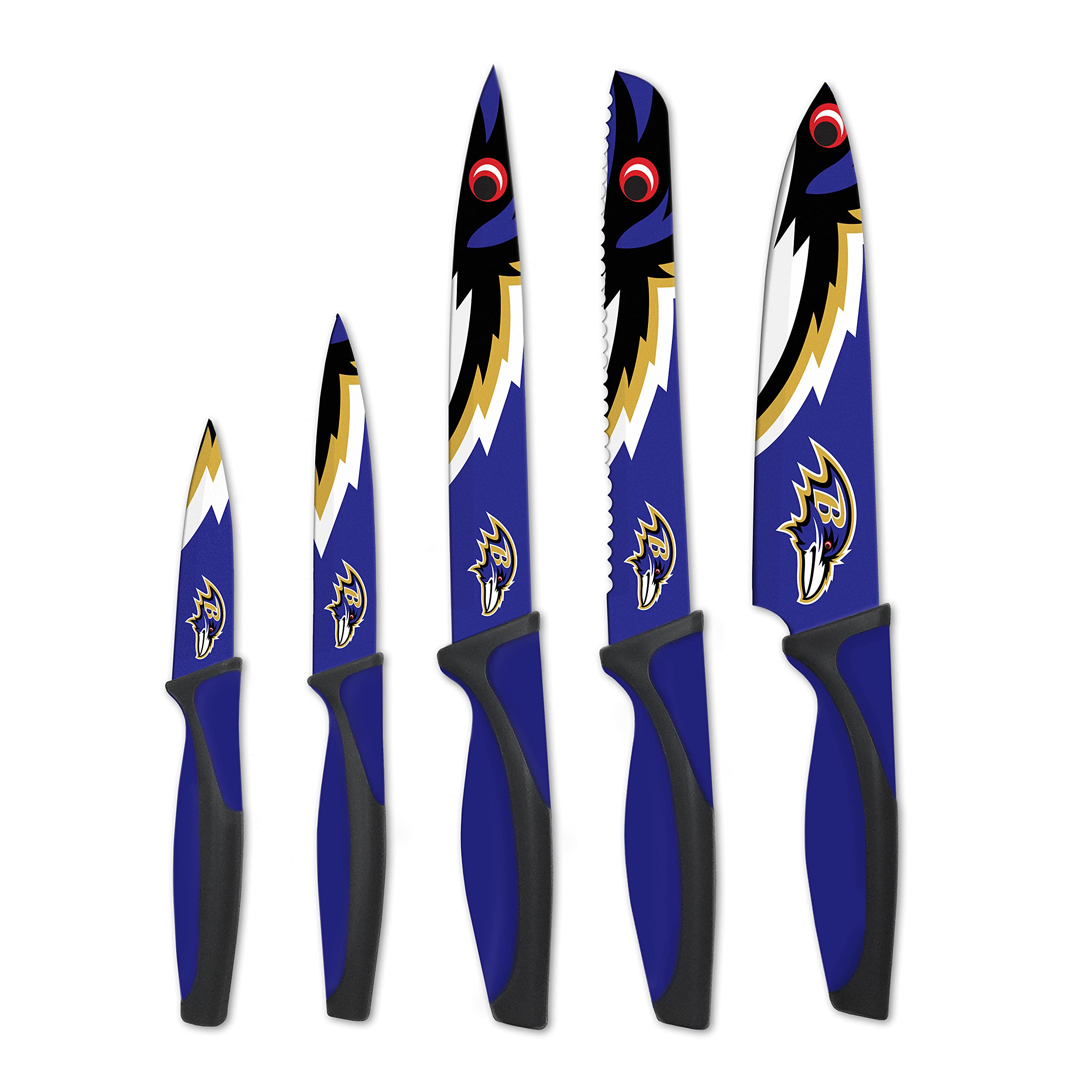 Premium NFL Baltimore Ravens Themed Kitchen Knife Set - Officially Licensed Stainless Steel Cutlery for Cooking, Grilling & Tailgating - Perfect for Ravens Fans & Game Day Entertaining