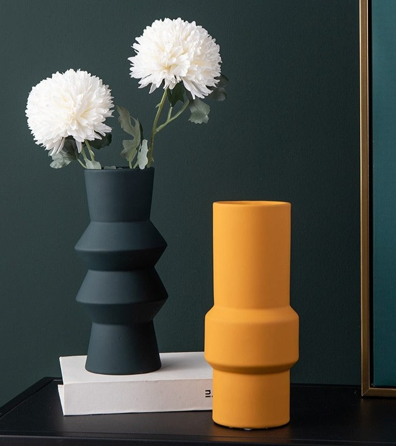 Handmade Accordion Sculptural Ceramic Vase - Unique Modern Home Decor for Living Room, Bedroom & Office - Perfect for Flowers and Decorative Centerpieces
