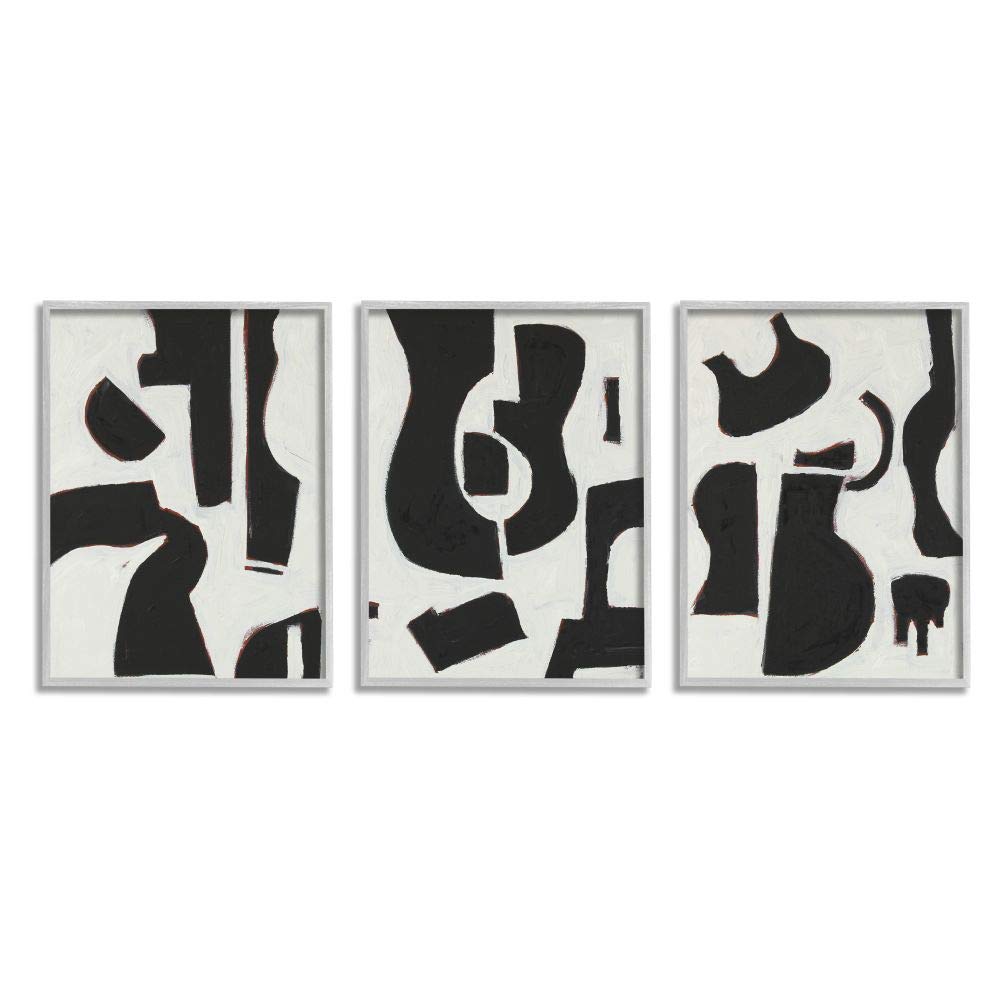 Stupell Industries Abstract Guitar Shapes Black and White Wall Art Set of 3 - 11x14 Inches Each - Modern Home Decor for Living Room, Bedroom & Office