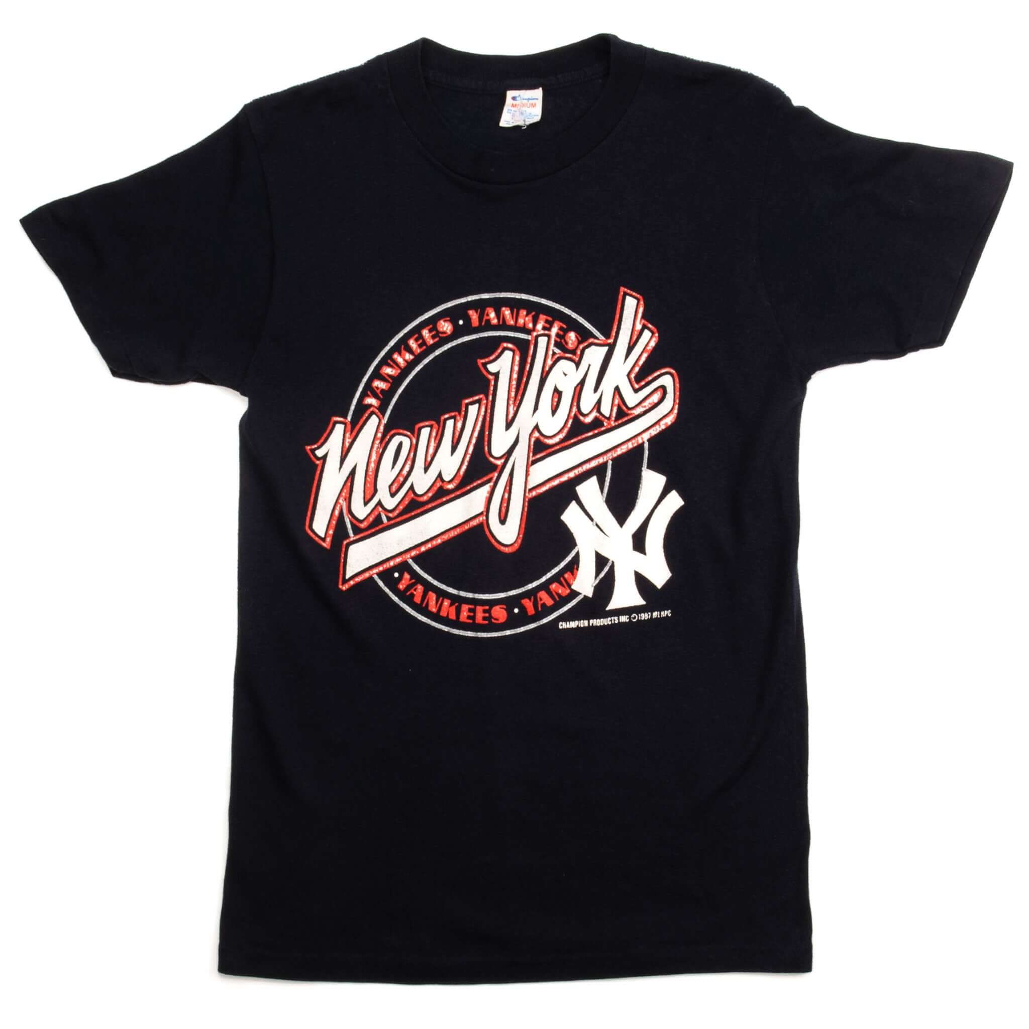 Vintage Champion MLB New York Yankees T-Shirt 1987 Small Size 100% Cotton Made in USA - Retro Baseball Fan Gift & Casual Streetwear