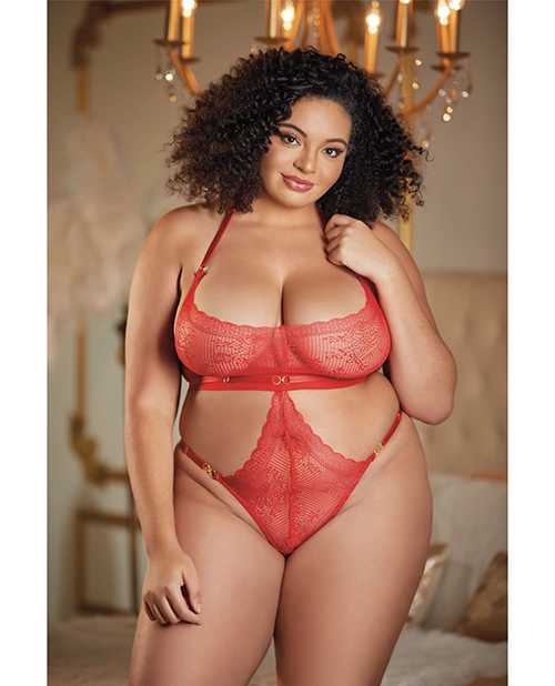 Allure Halter Open Lace Teddy Black QN - Sexy Lingerie for Women, Perfect for Valentine's Day & Romantic Nights