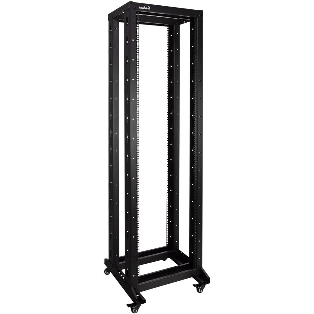 NavePoint 7ft Open Frame 19 Inch 42U 4-Post Server Rack with Casters - Heavy Duty Network Equipment Rack for Data Center, Server Room & IT Infrastructure (Rolling Design for Easy Mobility)