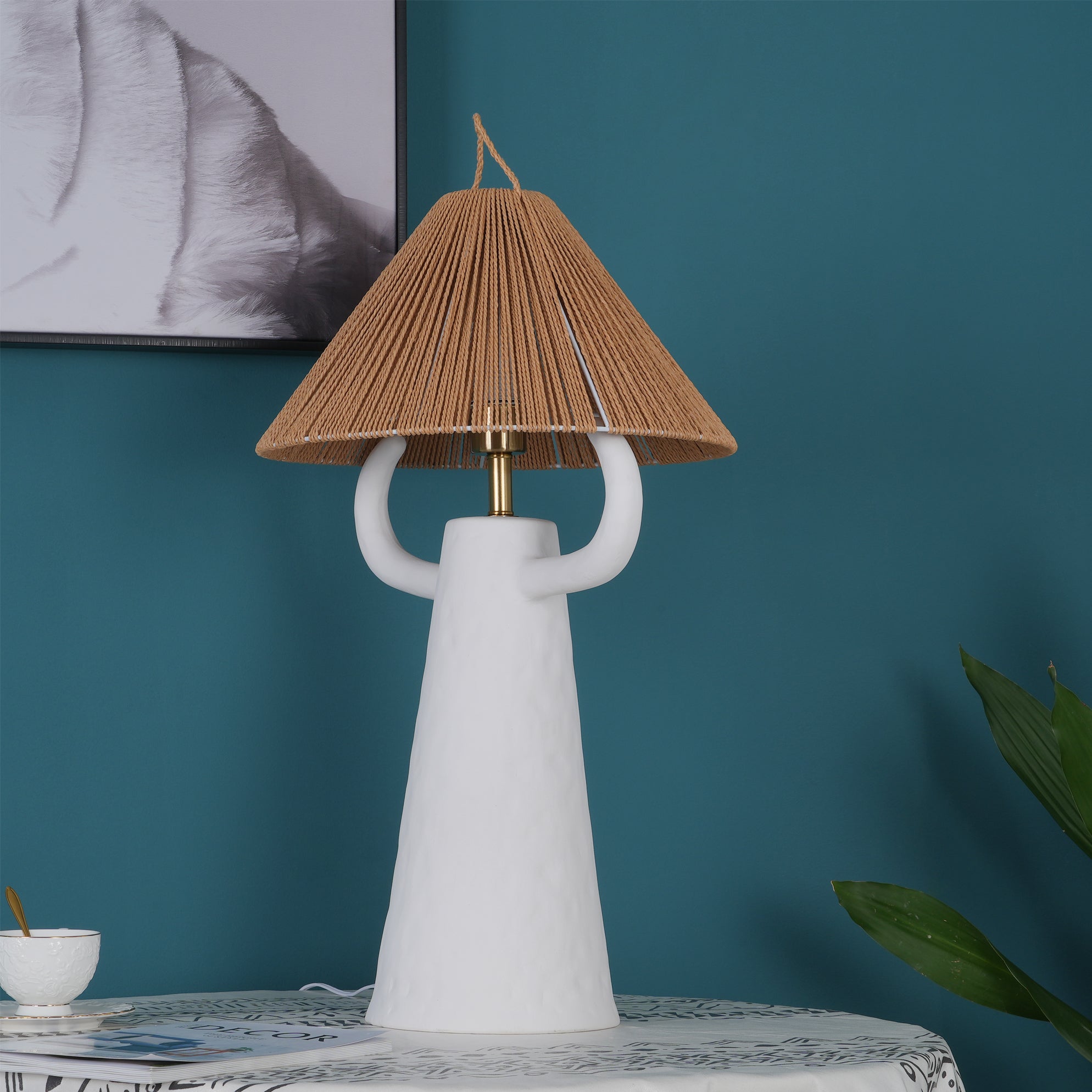 Dona Ceramic Table Lamp - Elegant Handcrafted Night Light for Bedroom, Living Room, and Office Decor - Perfect for Cozy Ambiance and Relaxation