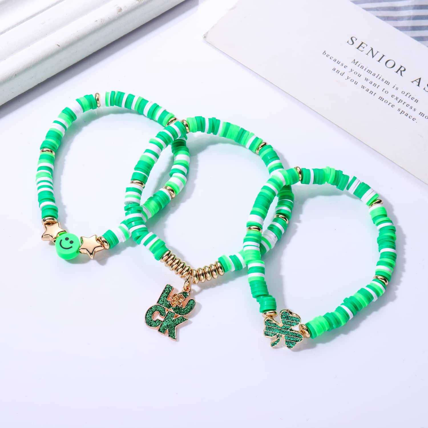 Surfer Heishi Bracelets for Women - Stackable Rainbow Vinyl Disc Clay Beaded Stretch Bracelets - Elastic Layering Boho Friendship Bracelets - Perfect for Summer Beach, Music Festivals & Boho Fashion Accessories
