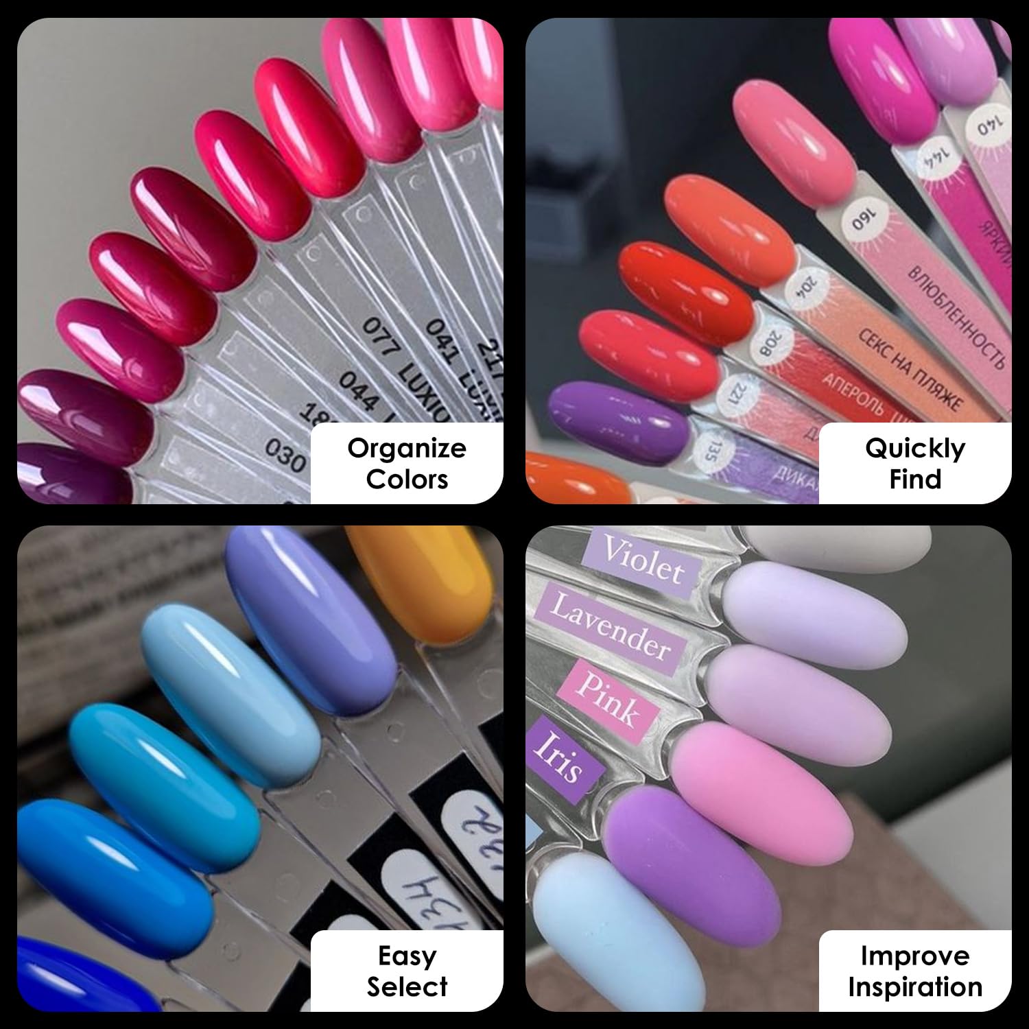 BORNBYME 100pcs Clear Nail Polish Swatch Sticks - Medium Oval Nail Art Practice Tips for Gel Polish Color Display | Perfect for Salon Professionals, DIY Nail Artists & Nail Polish Swatching