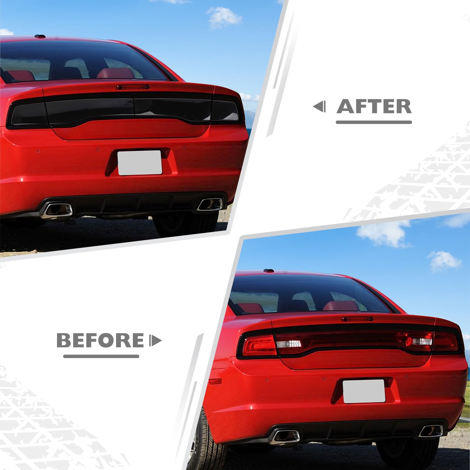 JeCar Smoke Tail Light Covers for 2011-2014 Dodge Charger - Black Lens Protector Guard Trim - Easy Installation & Weatherproof Design (Perfect for Car Shows, Night Driving & Custom Styling)