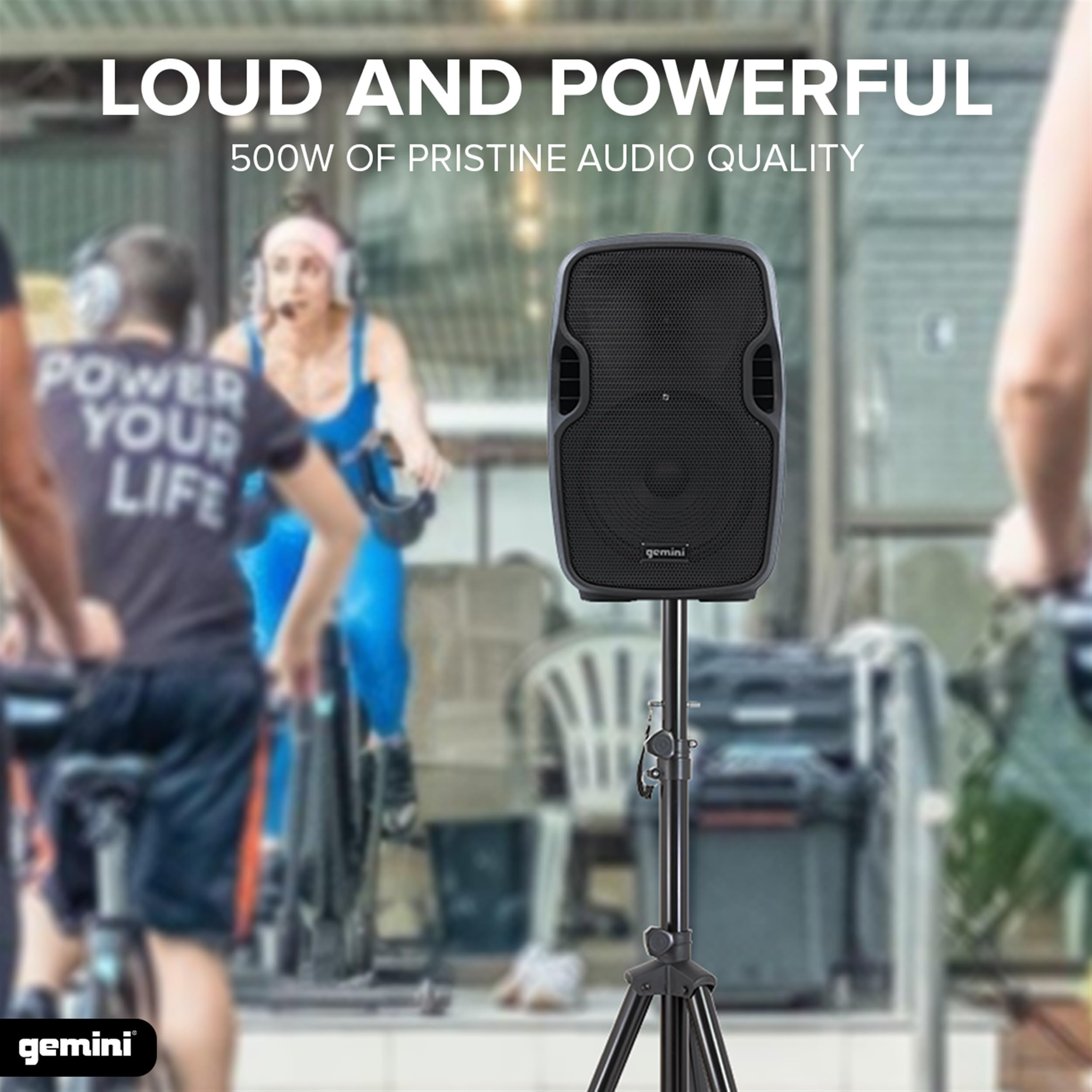 Gemini 8” 500W Wireless Bluetooth PA Speaker with Mic & Guitar Inputs - Portable Battery-Powered Pro Audio System with Echo, USB/SD/FM for Live Performances, Karaoke Singing, Outdoor Parties & Events