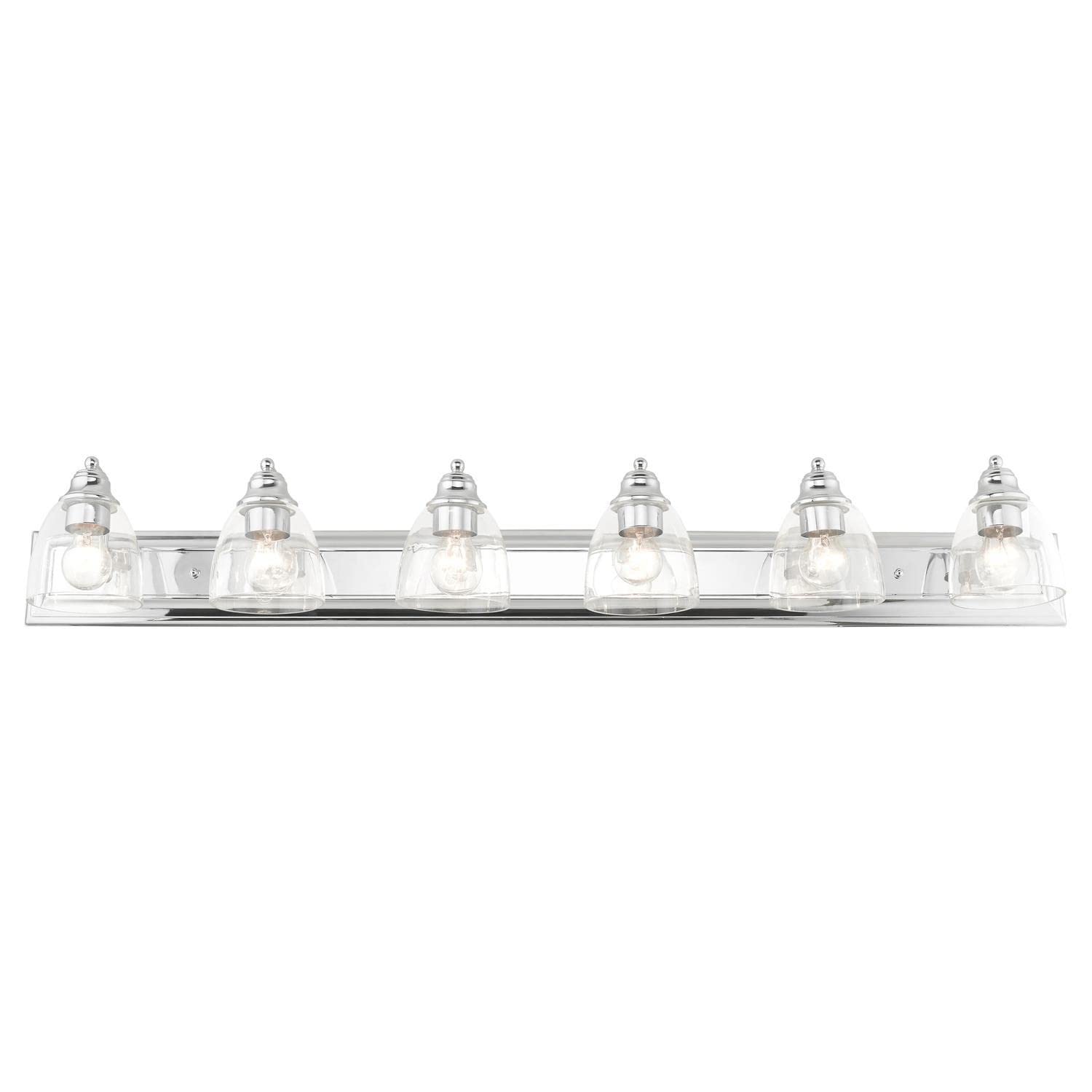 Livex Lighting 17076-05 Birmingham Collection 6-Light Bathroom Vanity Fixture - Clear Glass Shades & Polished Chrome Finish - Perfect for Modern Bathrooms, Powder Rooms & Dressing Areas