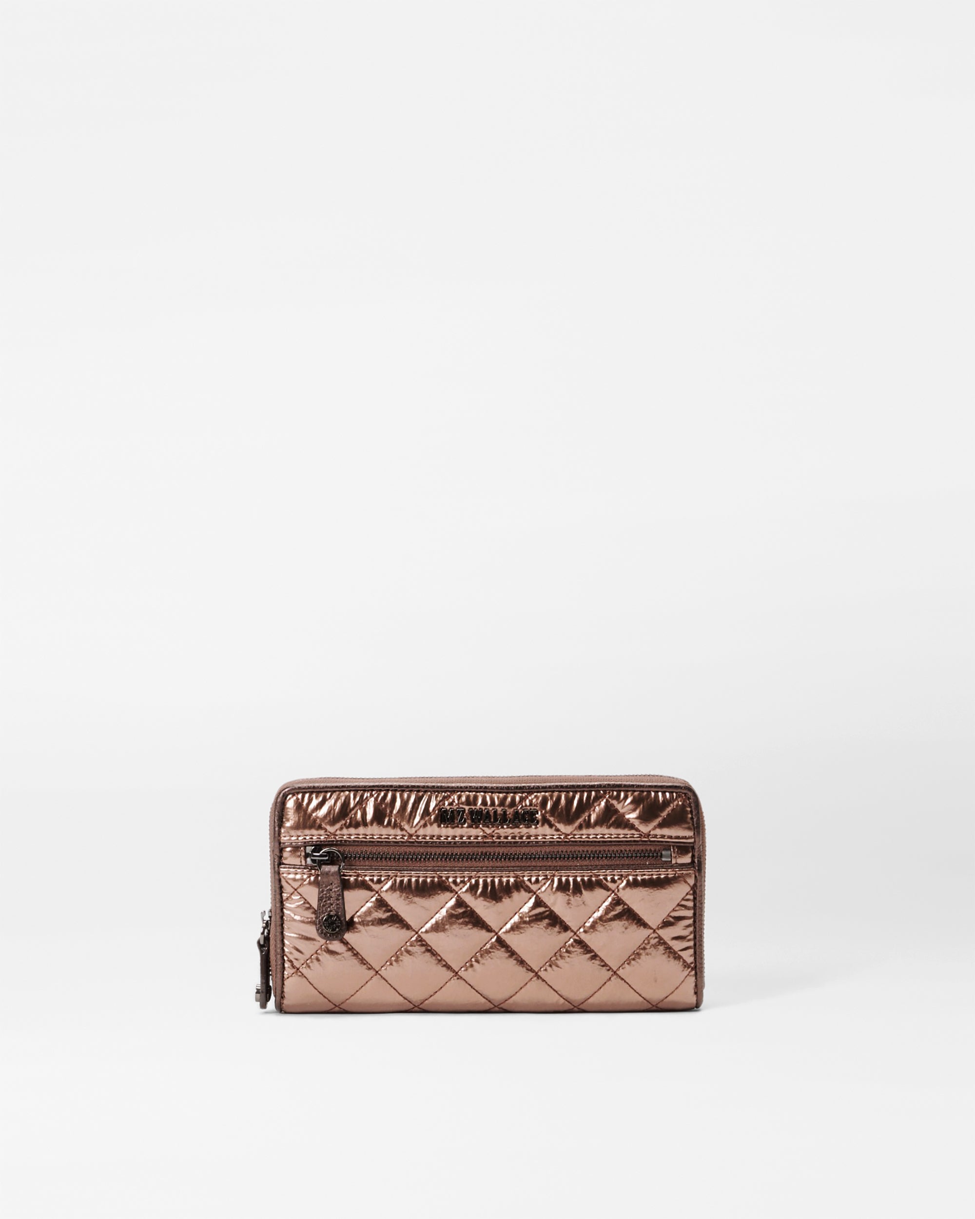 Premium Copper Metallic Lacquer Crosby Long Wallet for Women - RFID Blocking Bifold Leather Wallet with Multiple Card Slots - Perfect for Everyday Use, Travel & Business