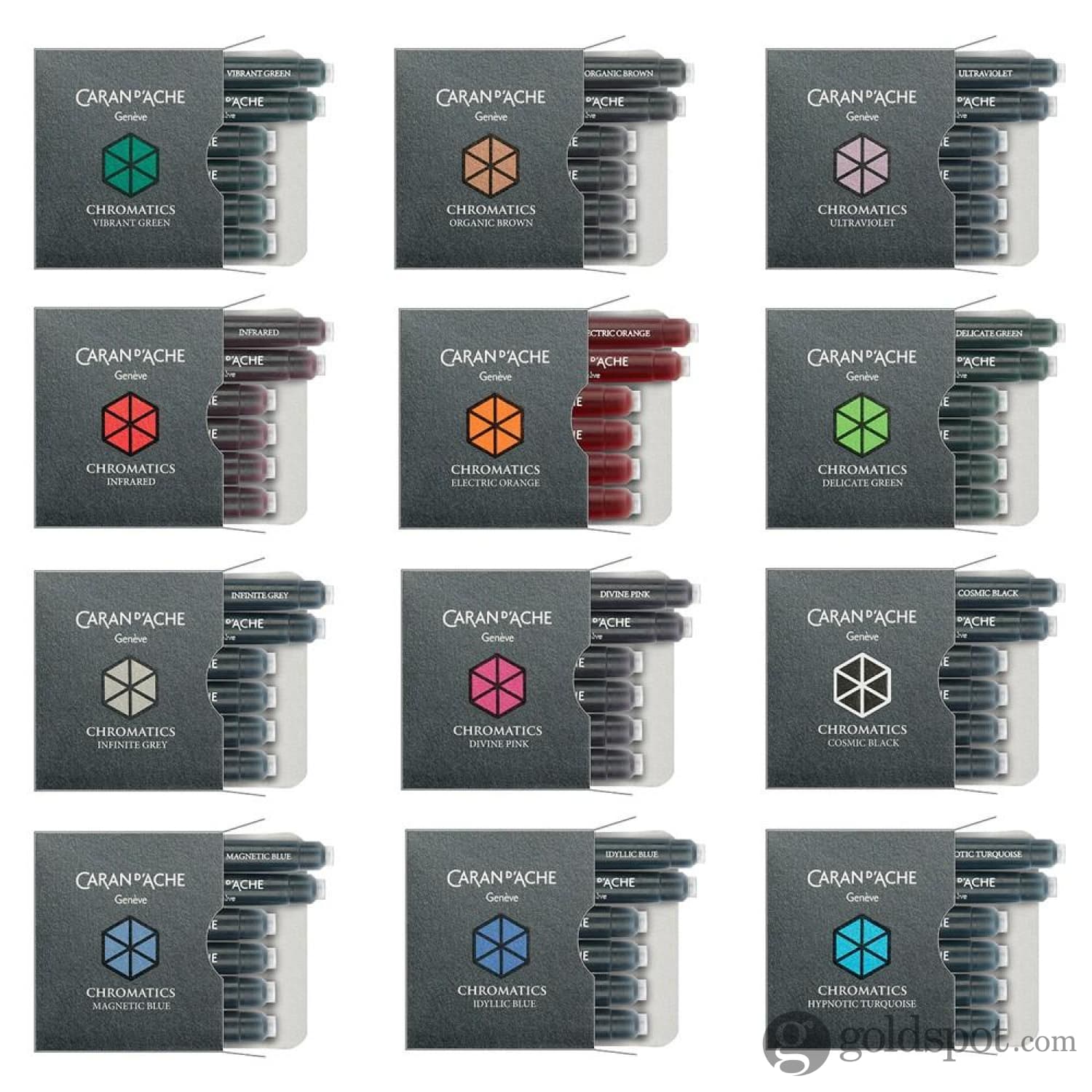 Caran d'Ache Chromatics Infra Red Ink Cartridges - 6 Pack for Fountain Pens, Calligraphy & Artistic Writing