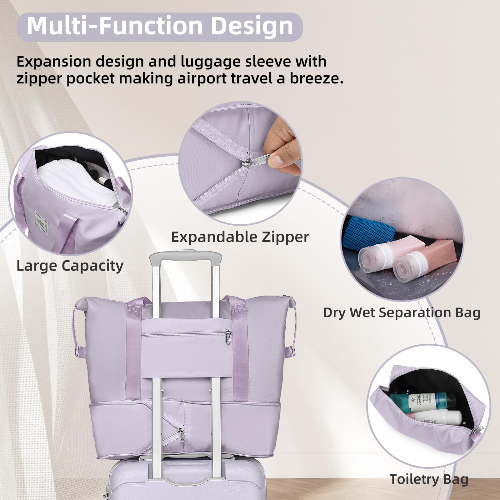 Lavender 20-Inch Hard Shell Carry On Luggage Set for Women - 3-Piece Spinner Wheel Suitcase with TSA Lock (22x14x9 Inches) Airline Approved - Perfect for Business Travel, Weekend Getaways & Family Vacations